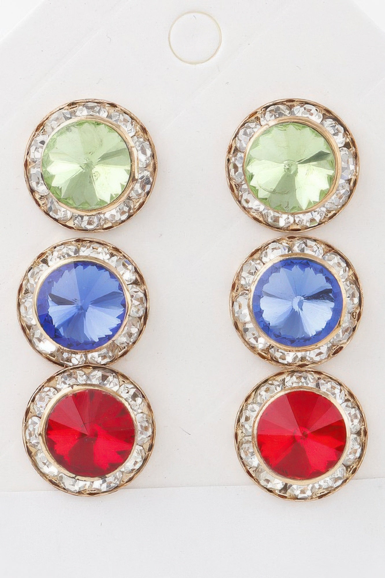 Triple Jeweled Stud Earrings Set Secondary image