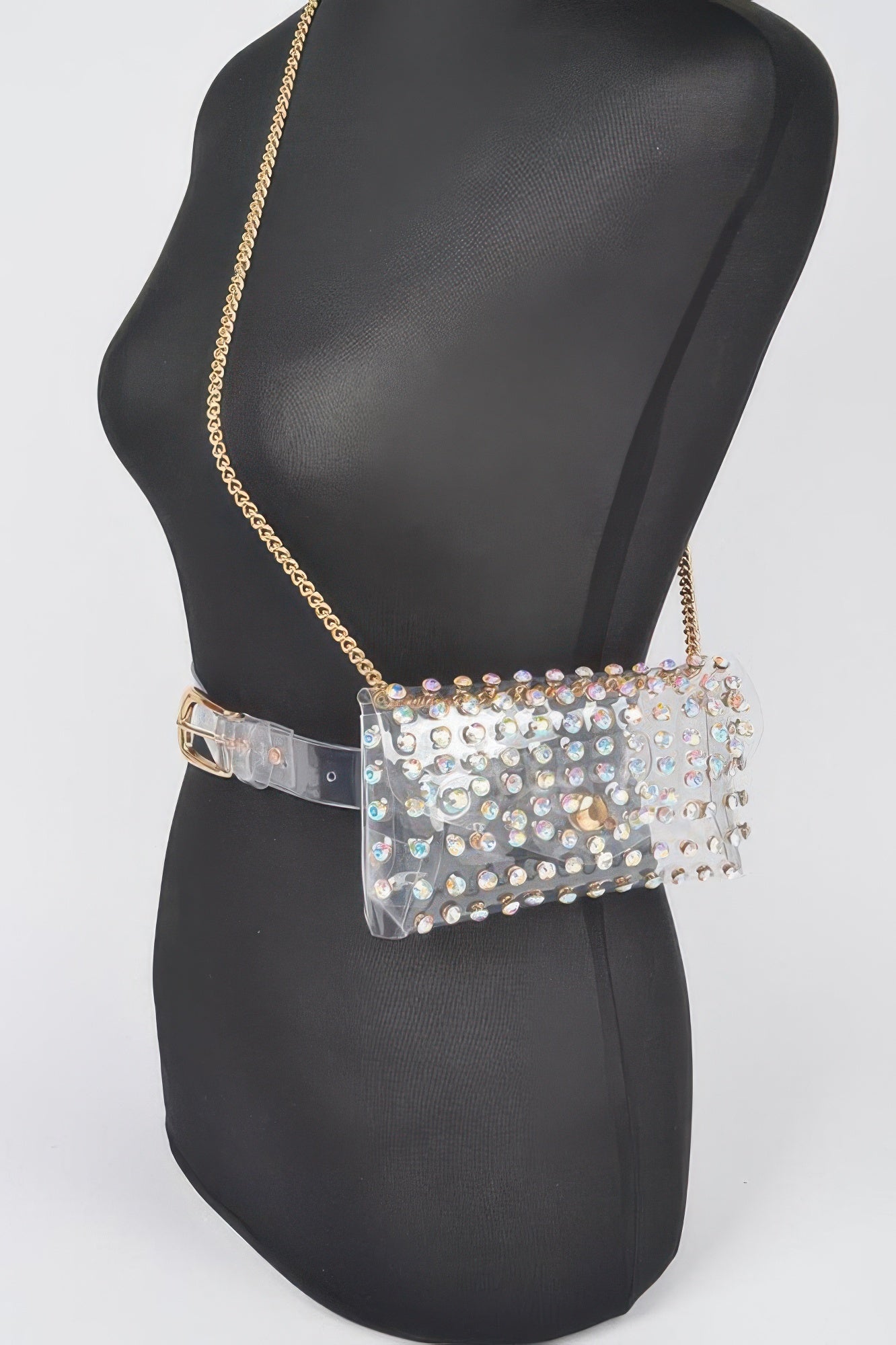 Rhinestone Clear Plus Size Belt Bag W/chain Secondary image