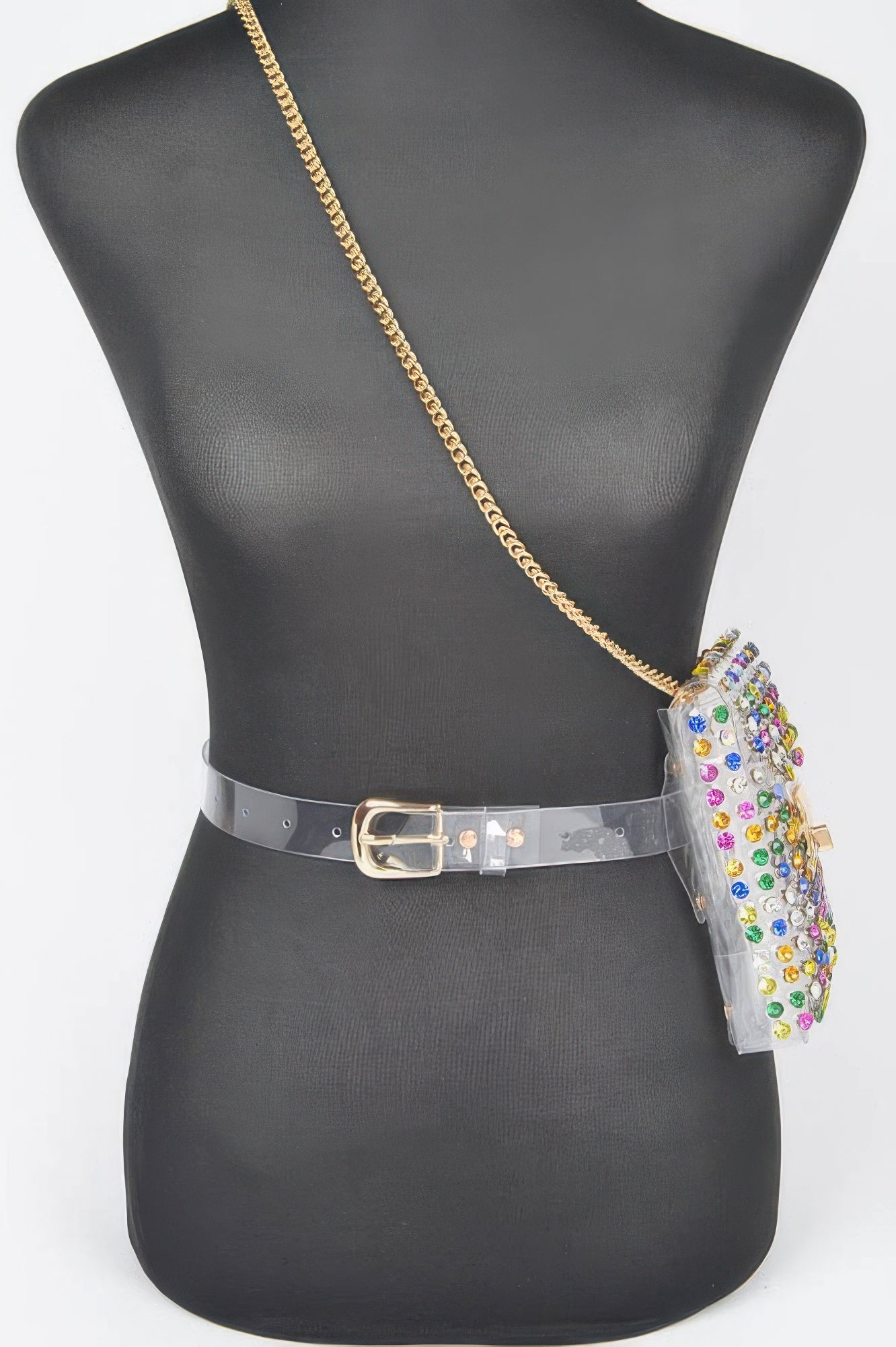Rhinestone Clear Plus Size Belt Bag W/chain Secondary image