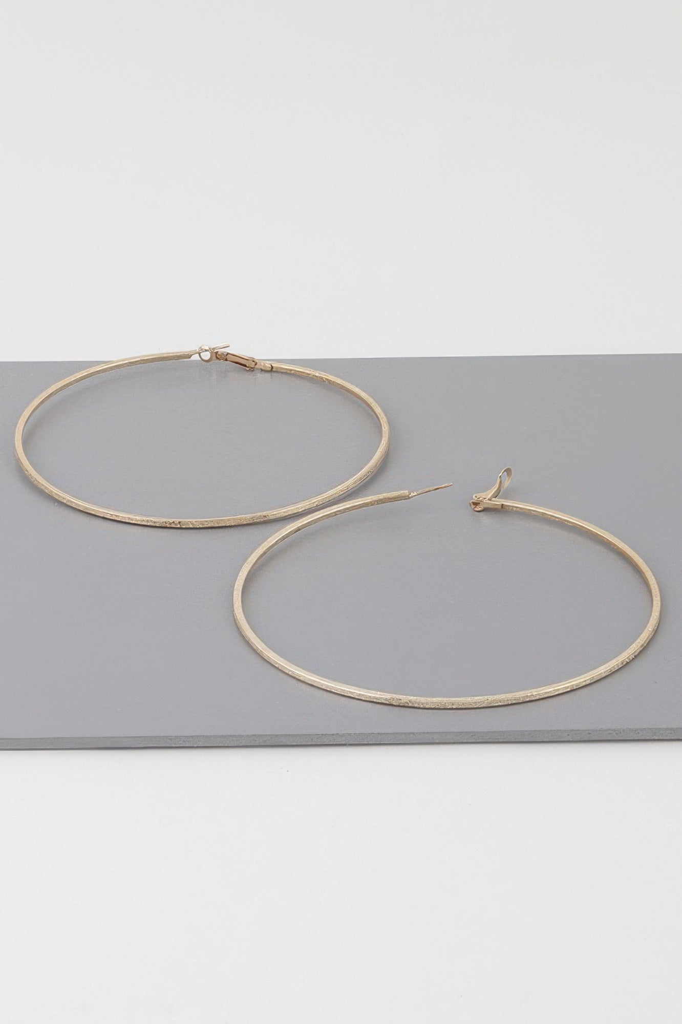 Wide Indented Concrete Hoop Earrings Secondary image