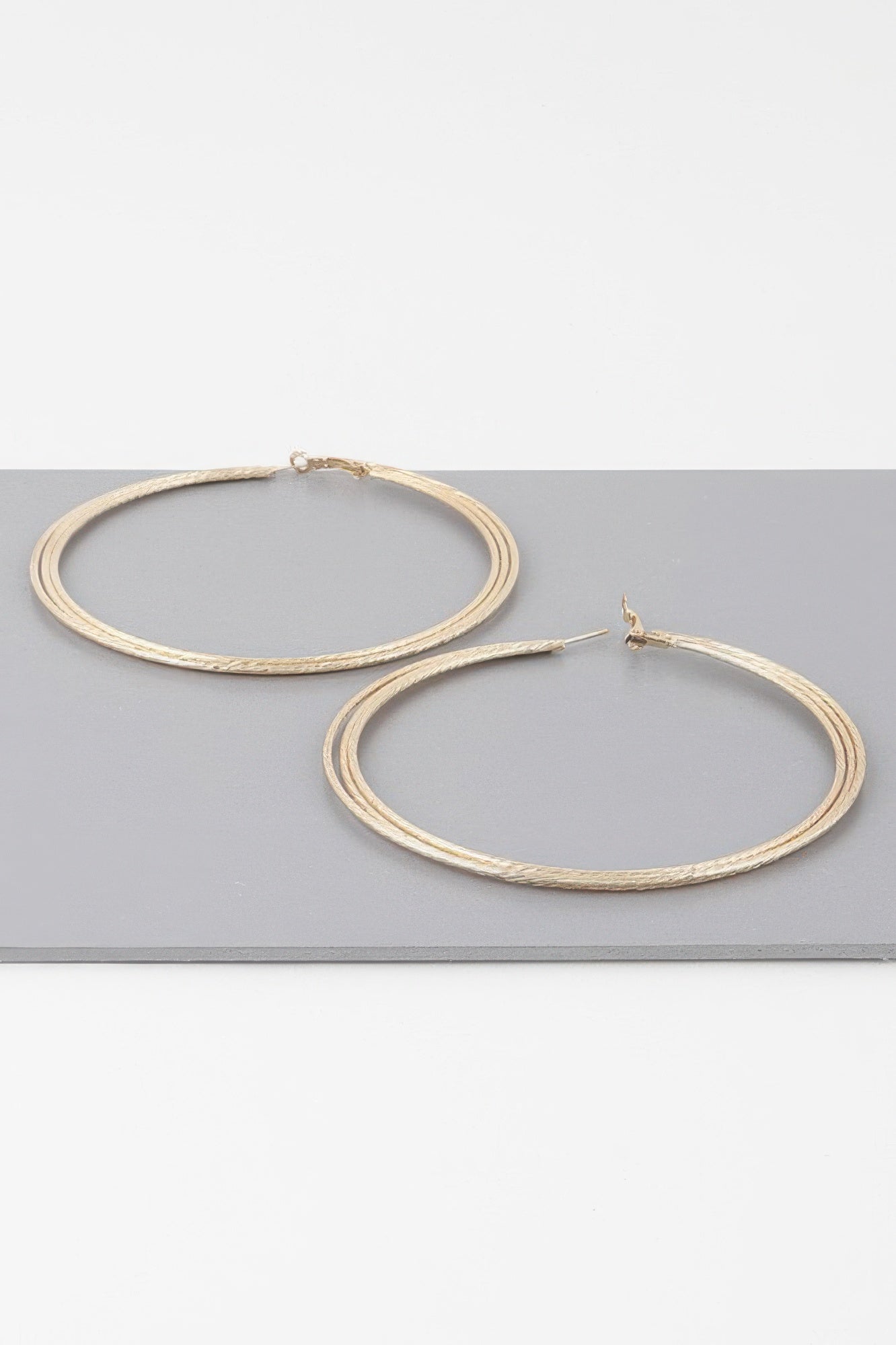 Wide Triple Rope Hoop Earrings Secondary image
