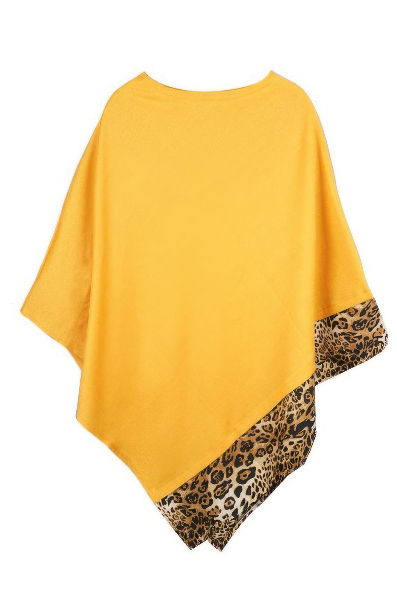 All Year Round Leopard Trim Solid Poncho Secondary image