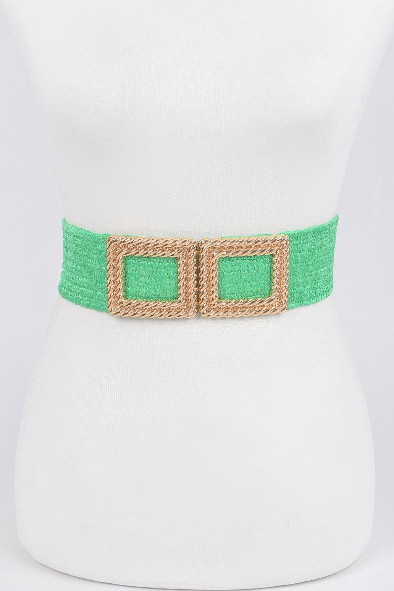 Big Metal Buckle Faux Straw Stretch Belt Secondary image