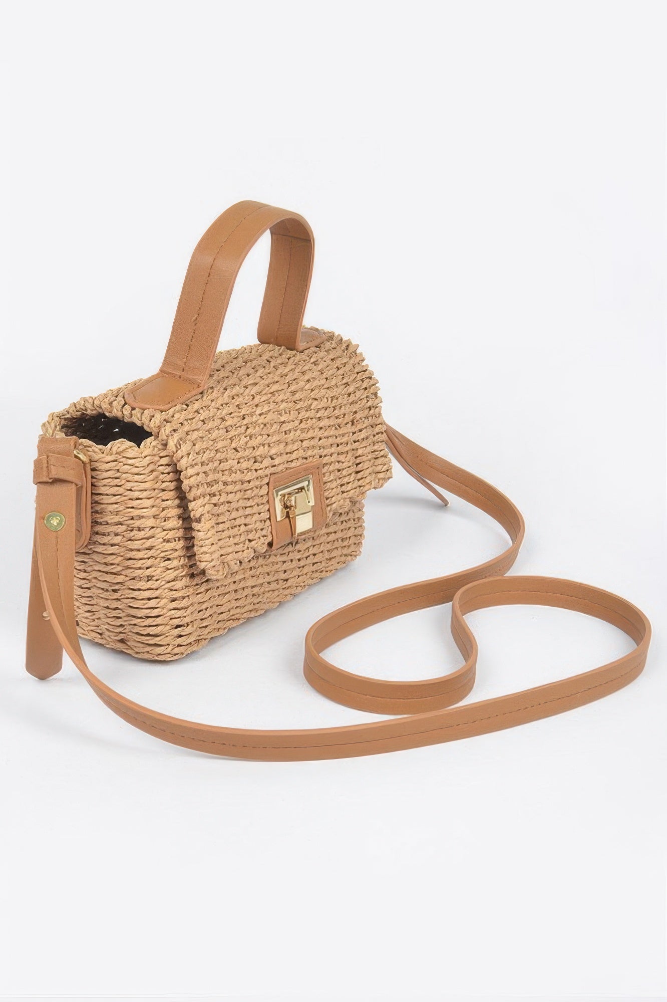 Faux Straw Top Handle Bag Secondary image
