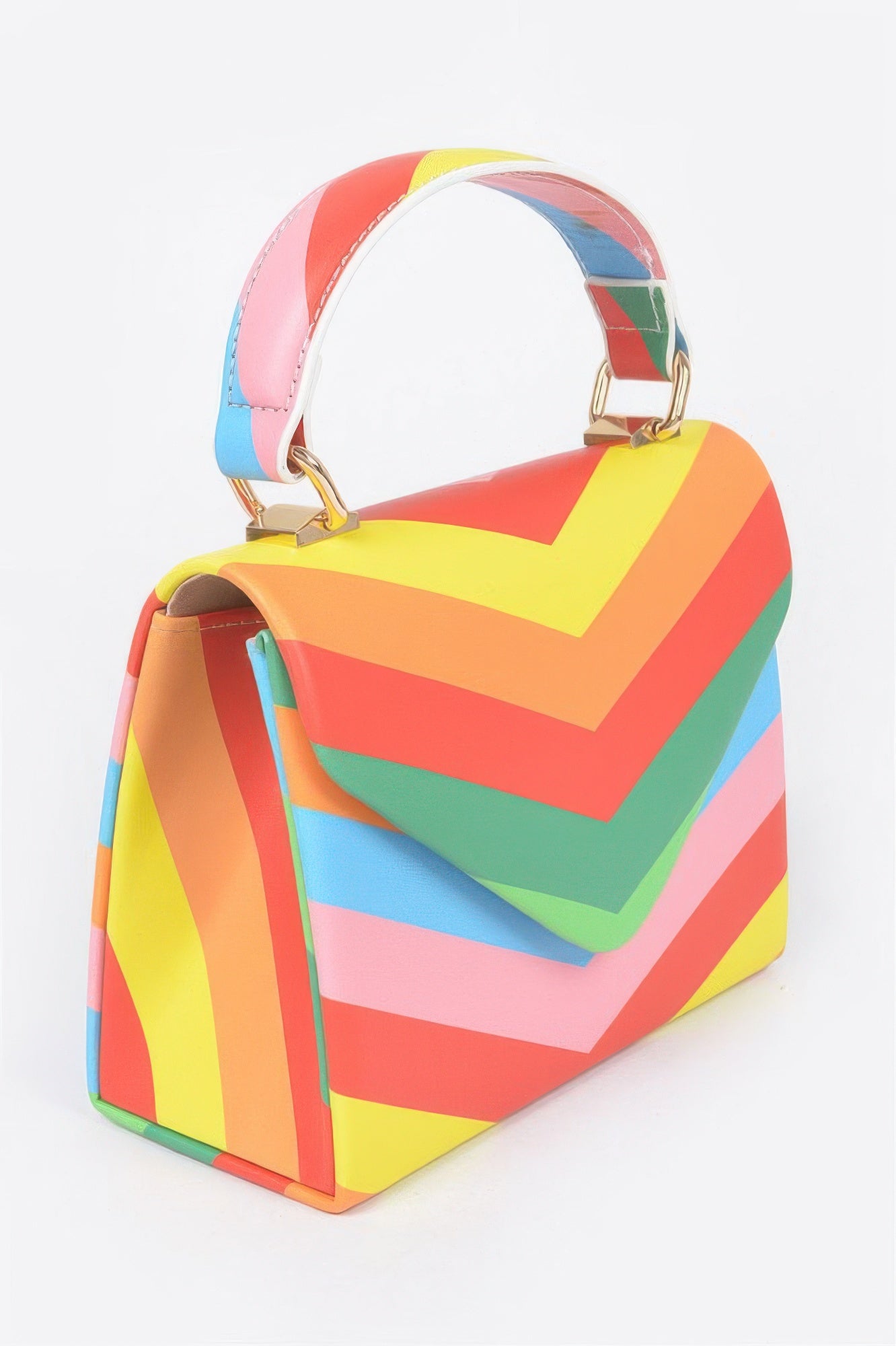 Rainbow Print Top Handle Clutch Secondary image