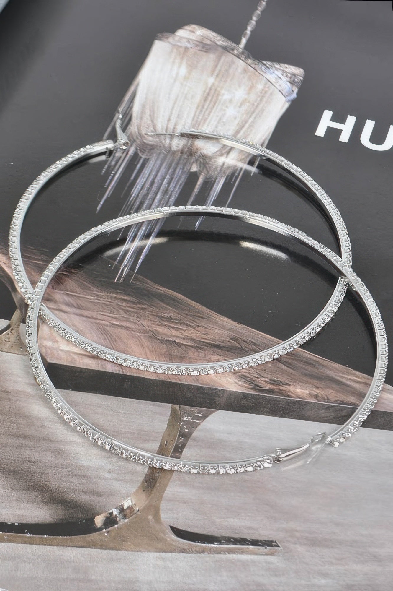 10cm Double Rhinestone Hoop Earrings Secondary image