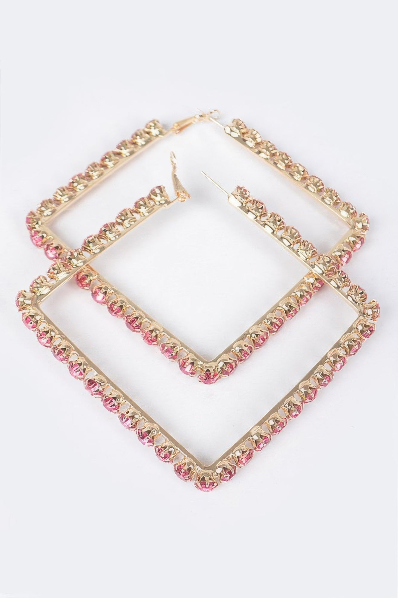 Rhinestone Square Hoop Earrings Secondary image