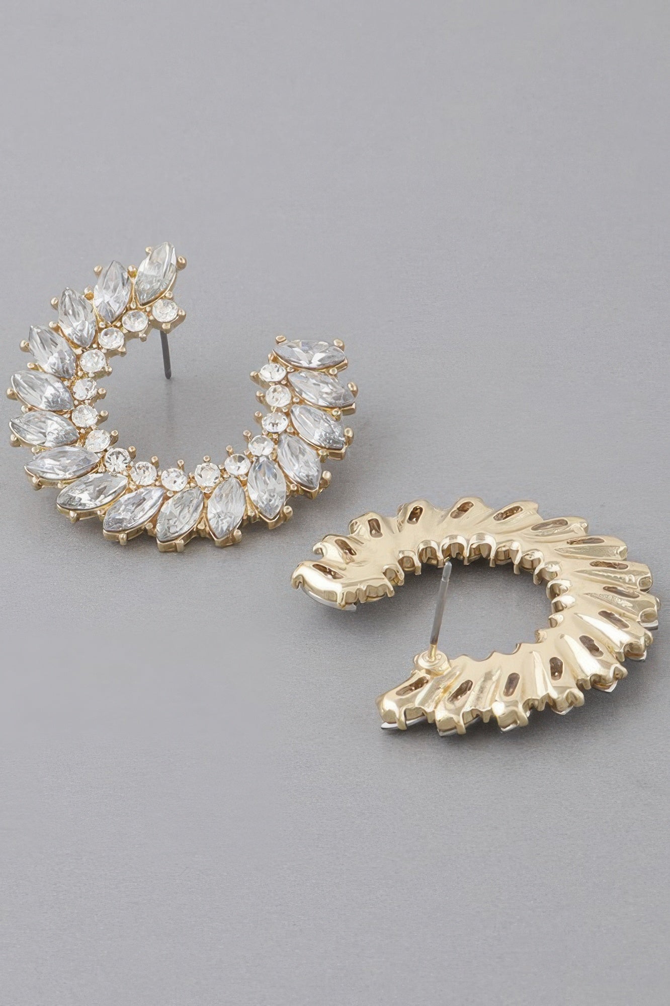 Crystal Leaf Hoop Earrings Secondary image