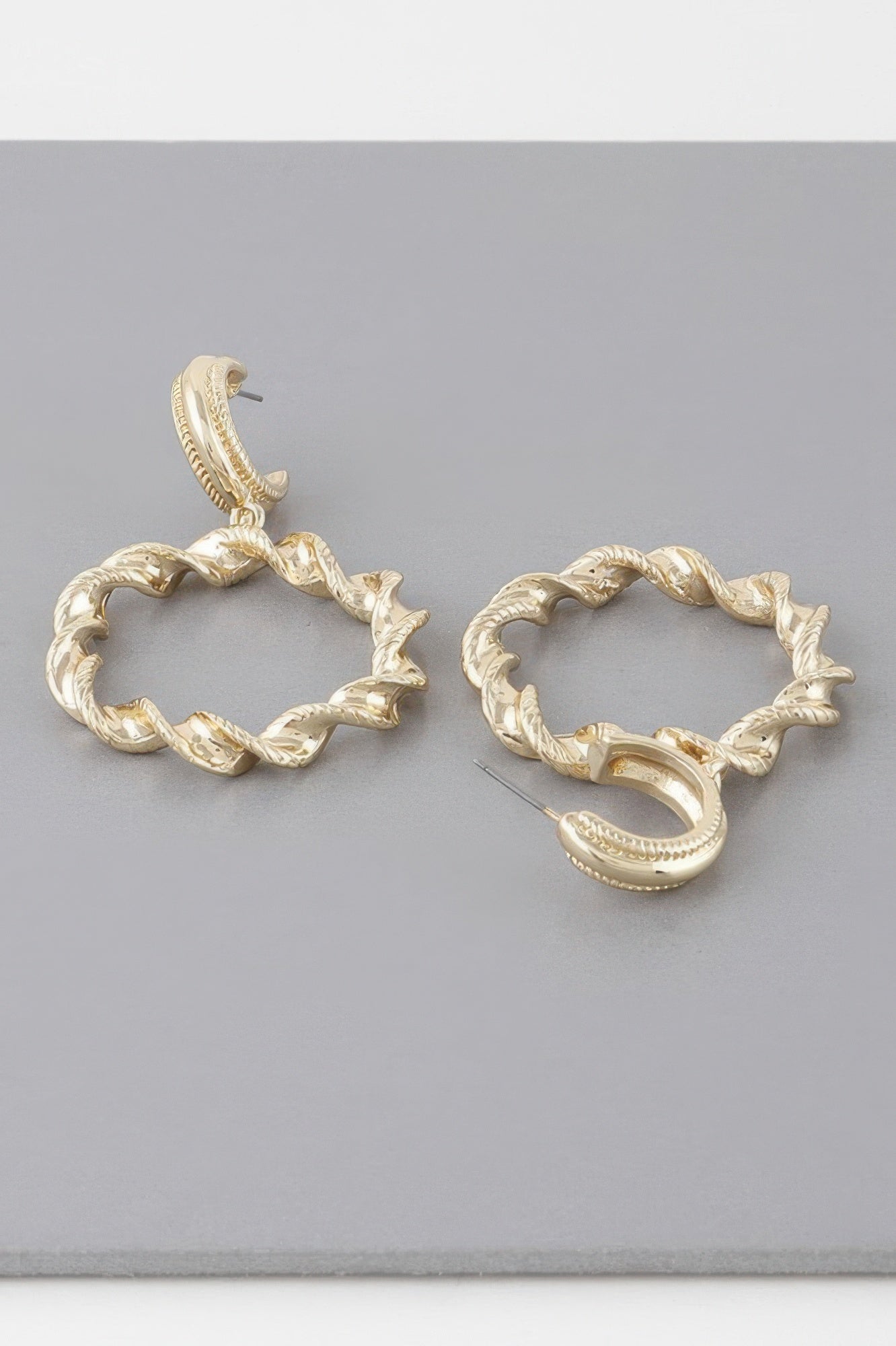 Twisted Hoop Drop Earrings Secondary image