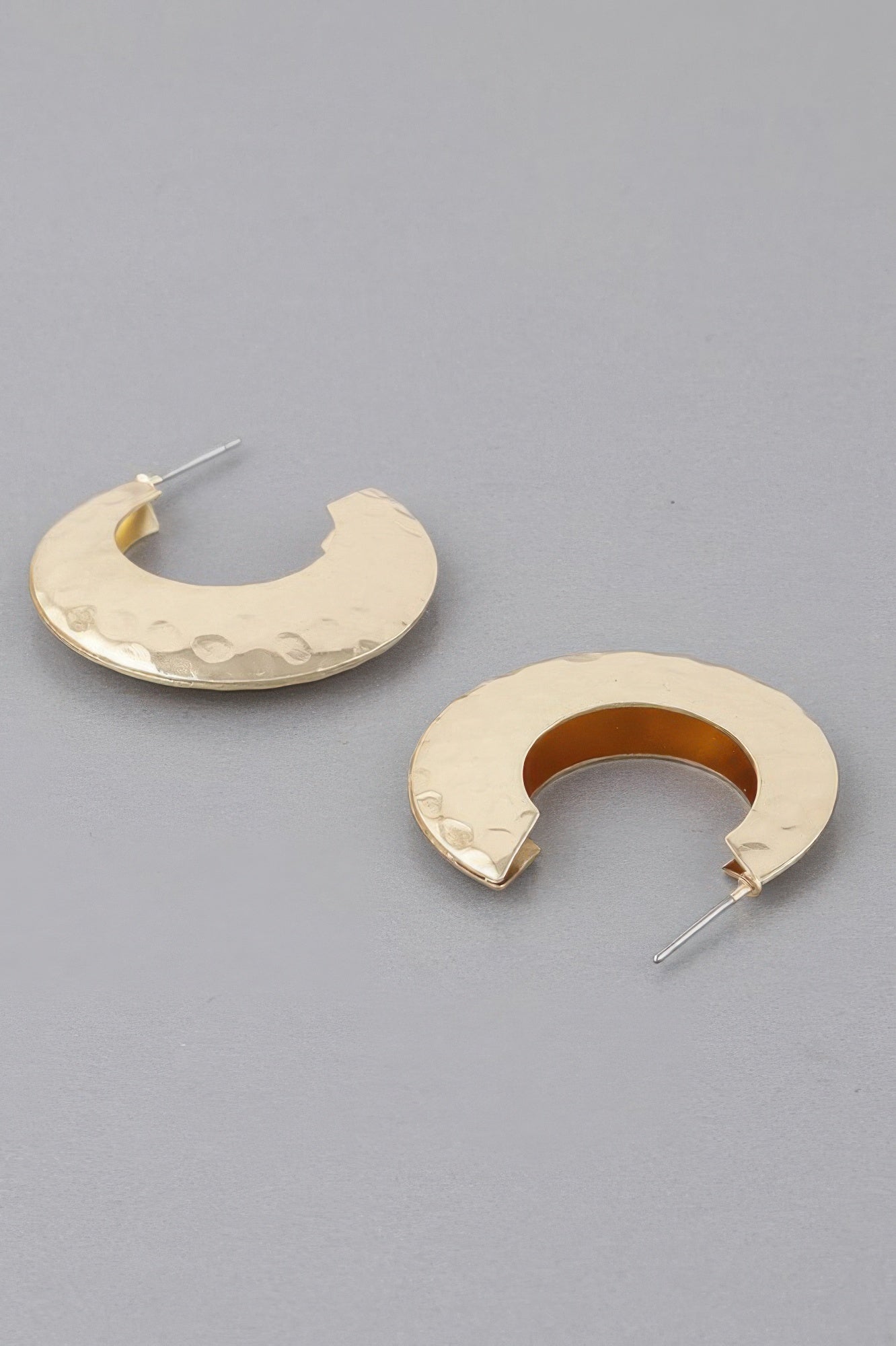 Hammered Concave Hoop Earrings Secondary image