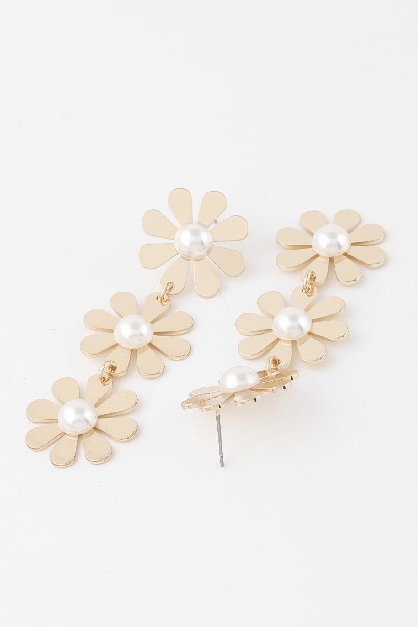 Triple Daisy Drop Earrings Secondary image