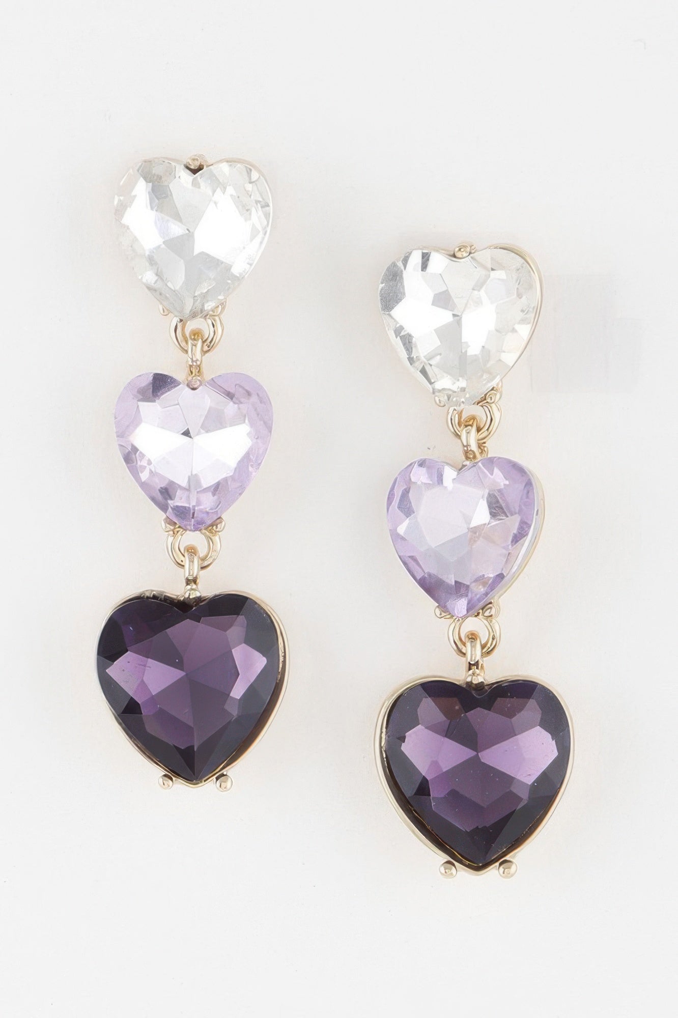 Triple Heart Drop Earrings Secondary image