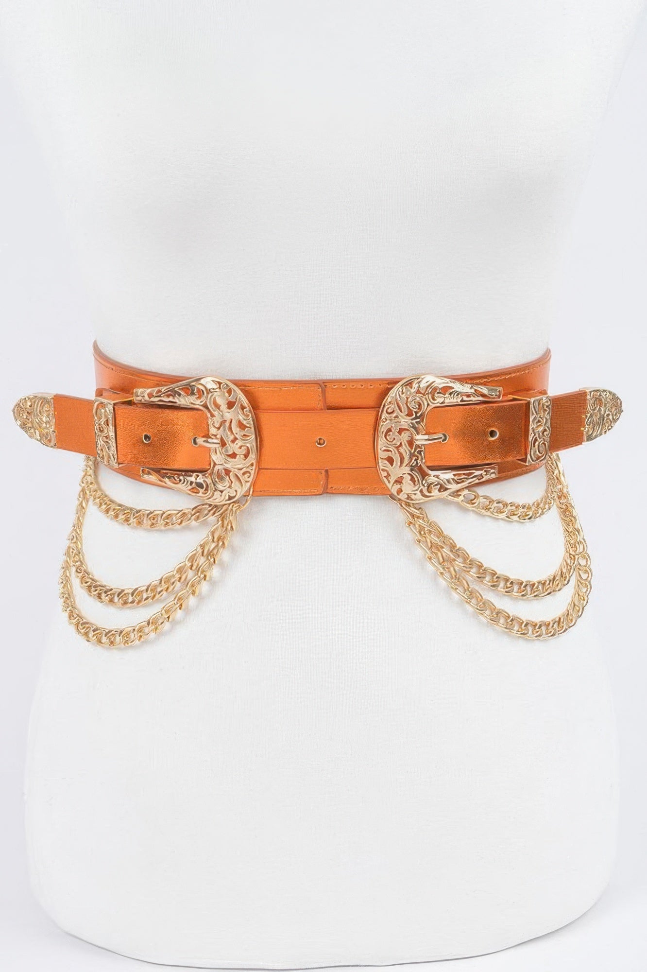 Metallic Two Buckle Chain Waist Belt Secondary image