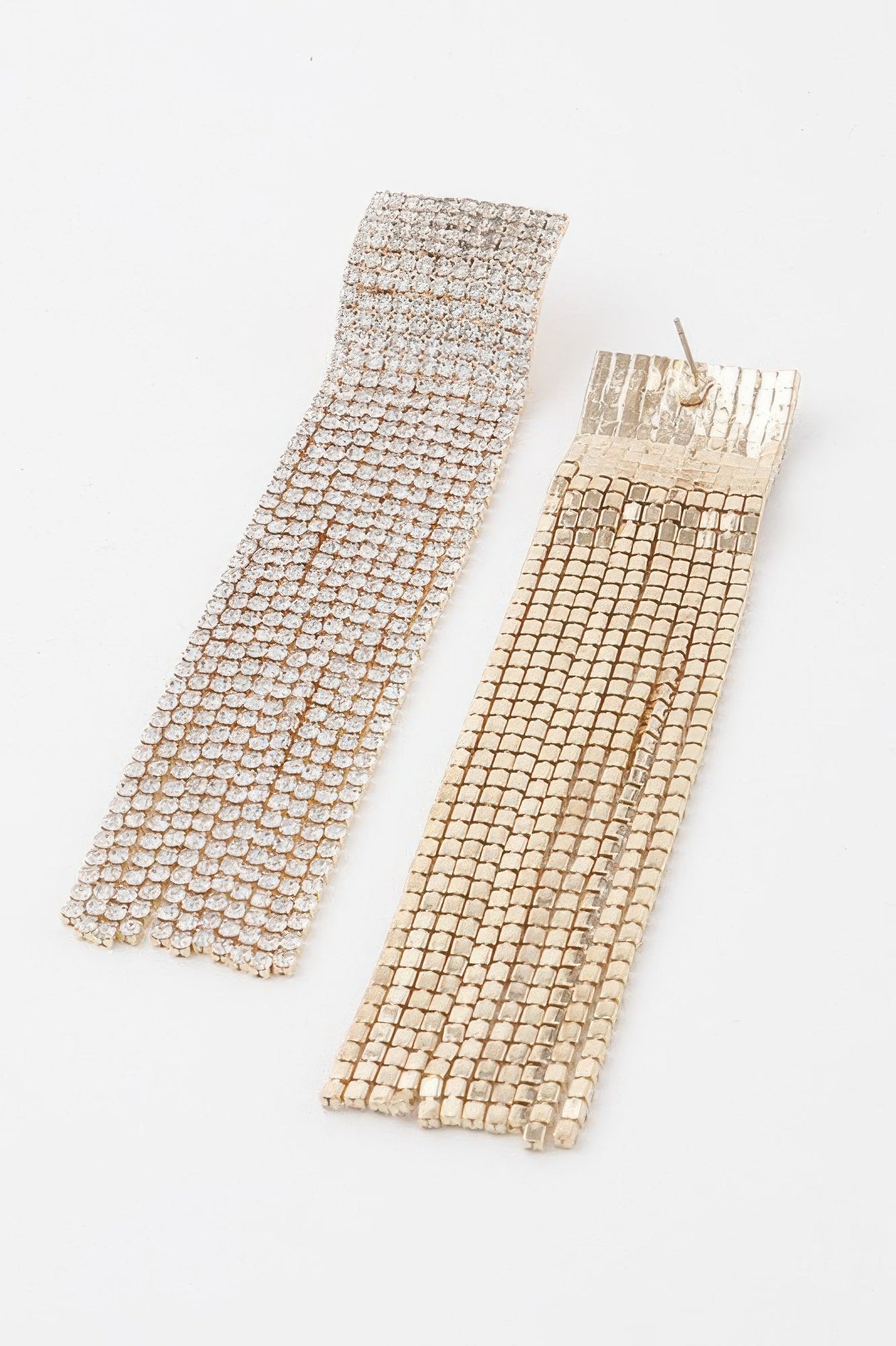 Wide Rhinestone Curtain Drop Earrings Secondary image