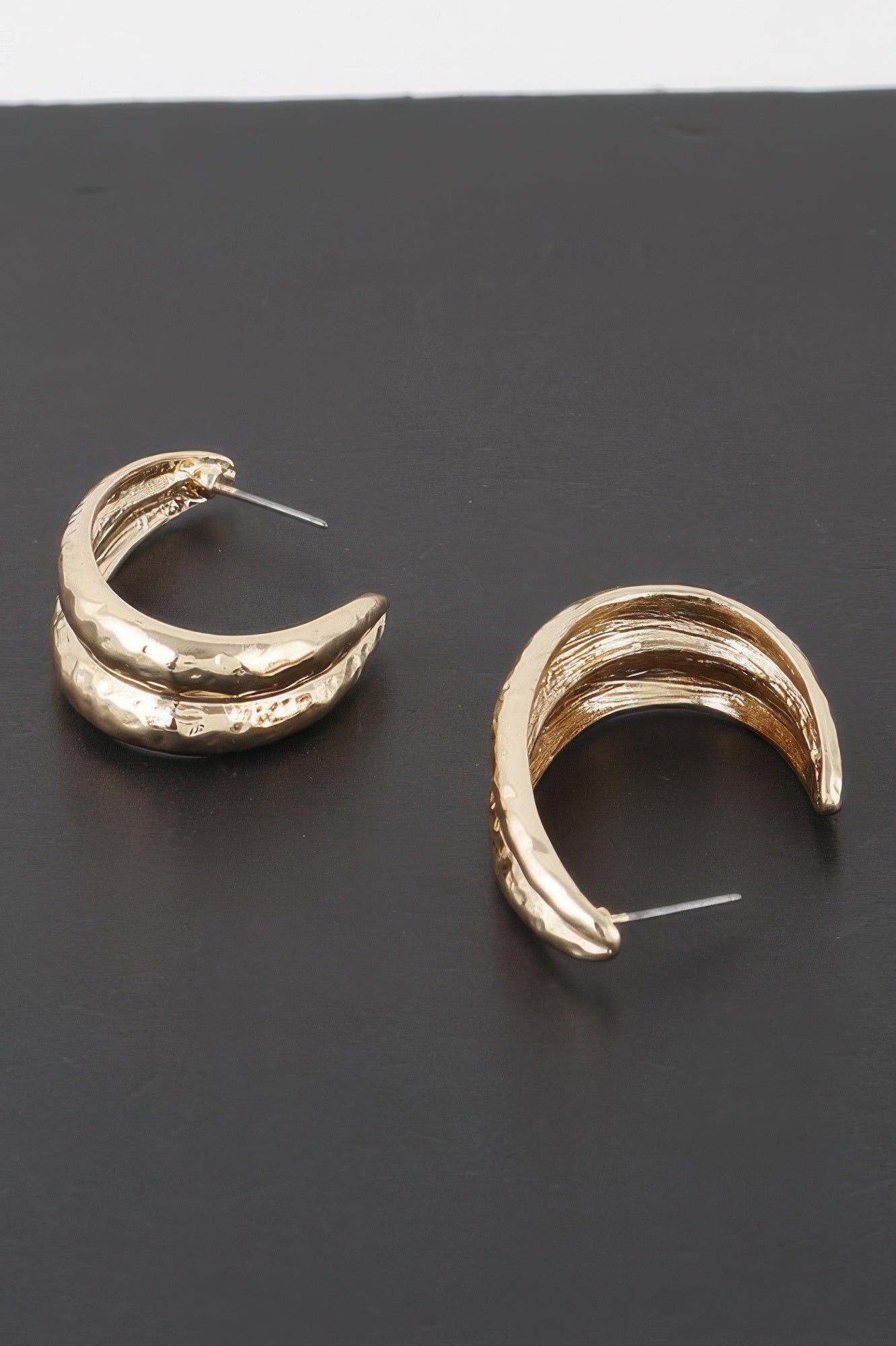 Hammered Abstract Leaf Earrings Secondary image