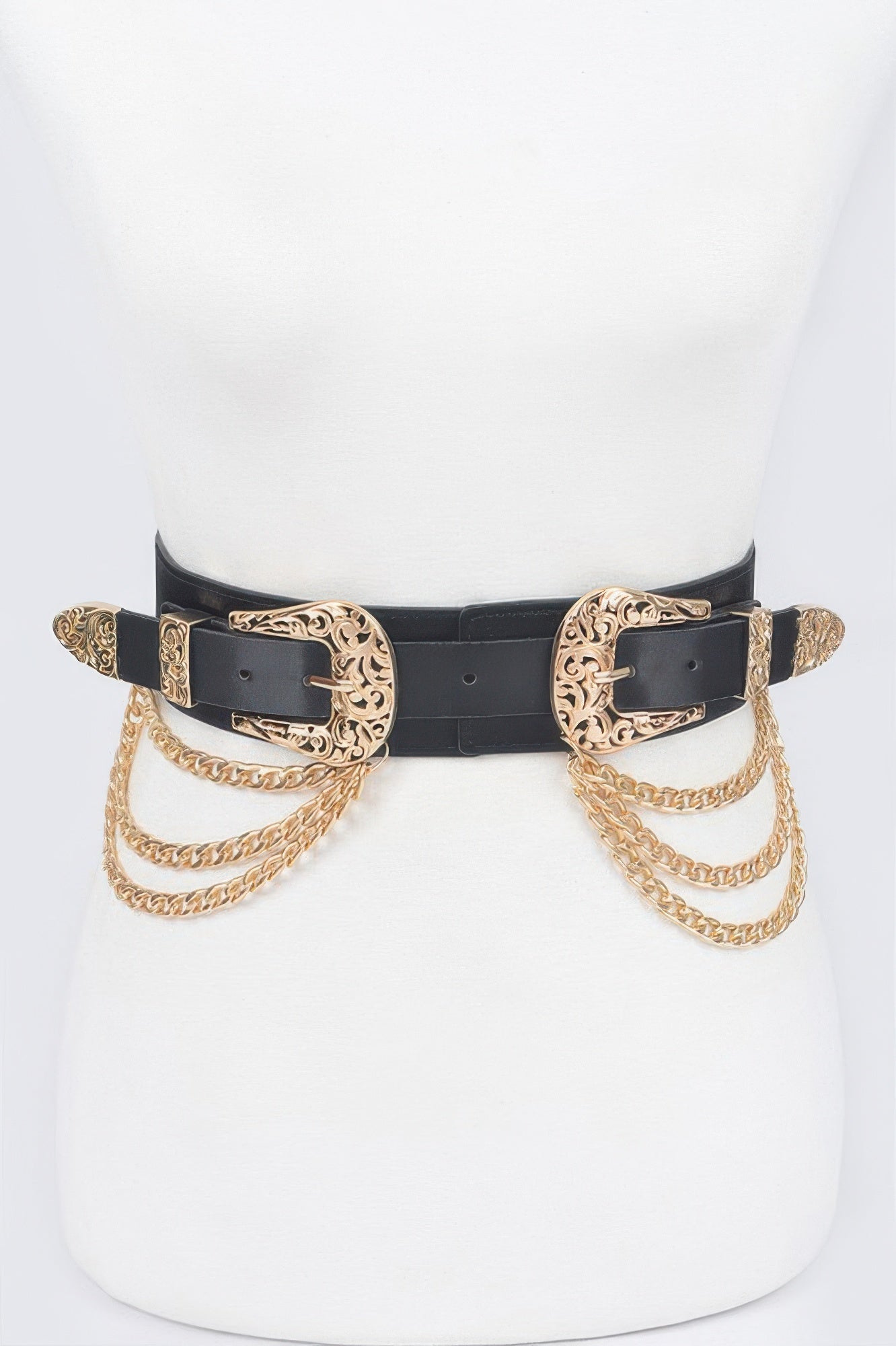 Vegan Elastic Belt With Metal Chain And Buckle Secondary image