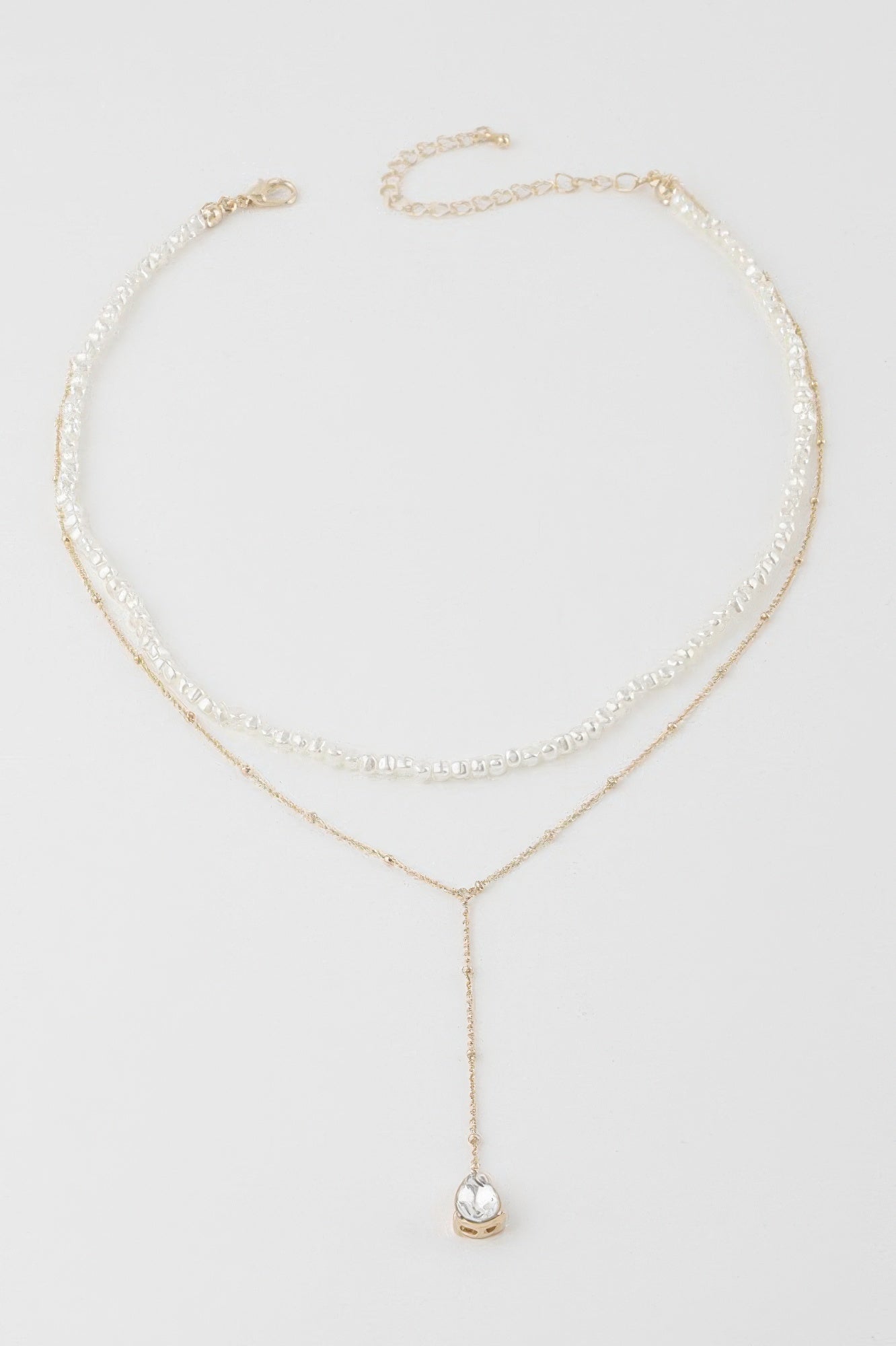 Double Pearl Teardrop Necklace Secondary image
