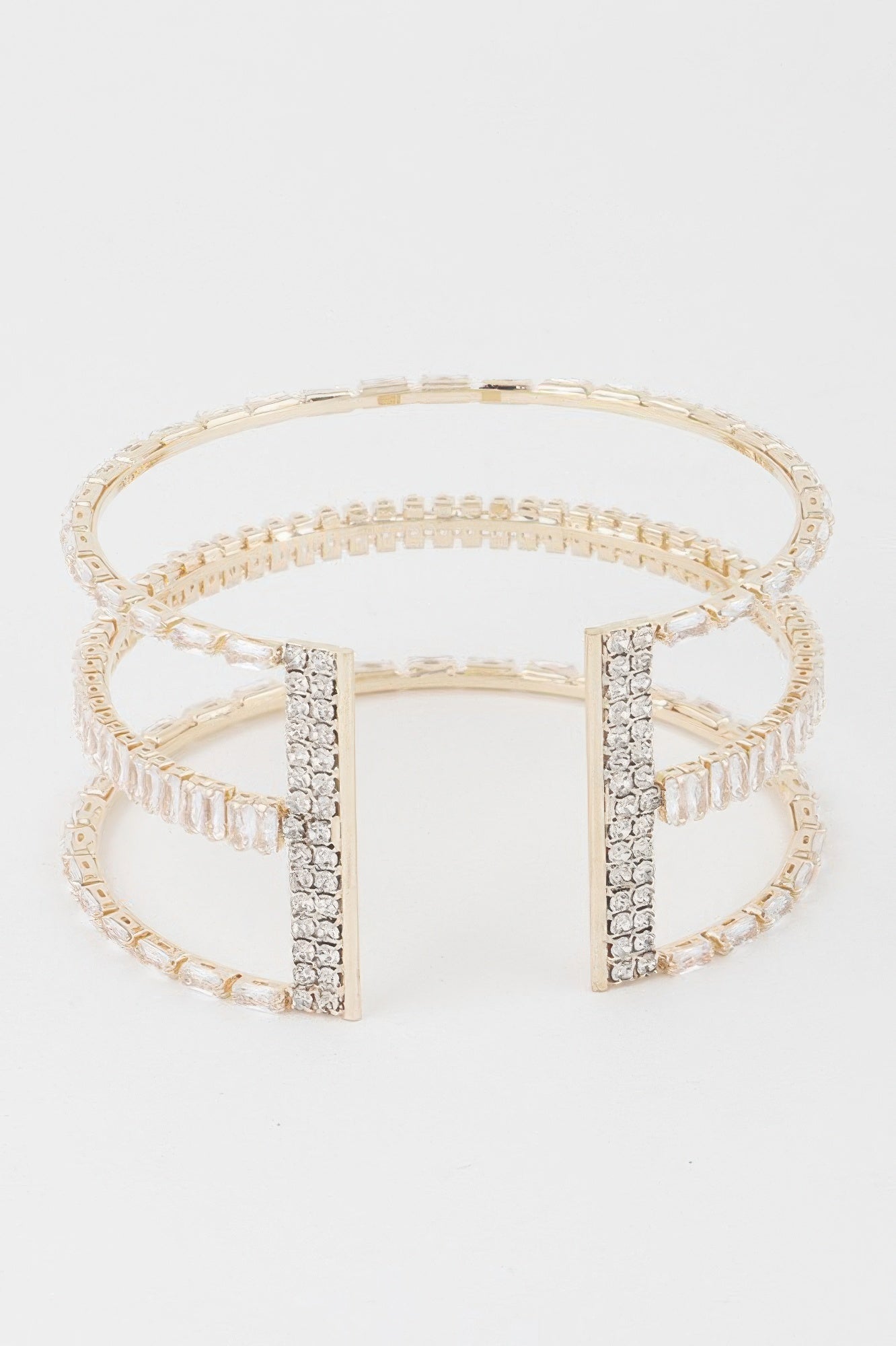 Wide Triple Crystal Cuff Bracelet Secondary image