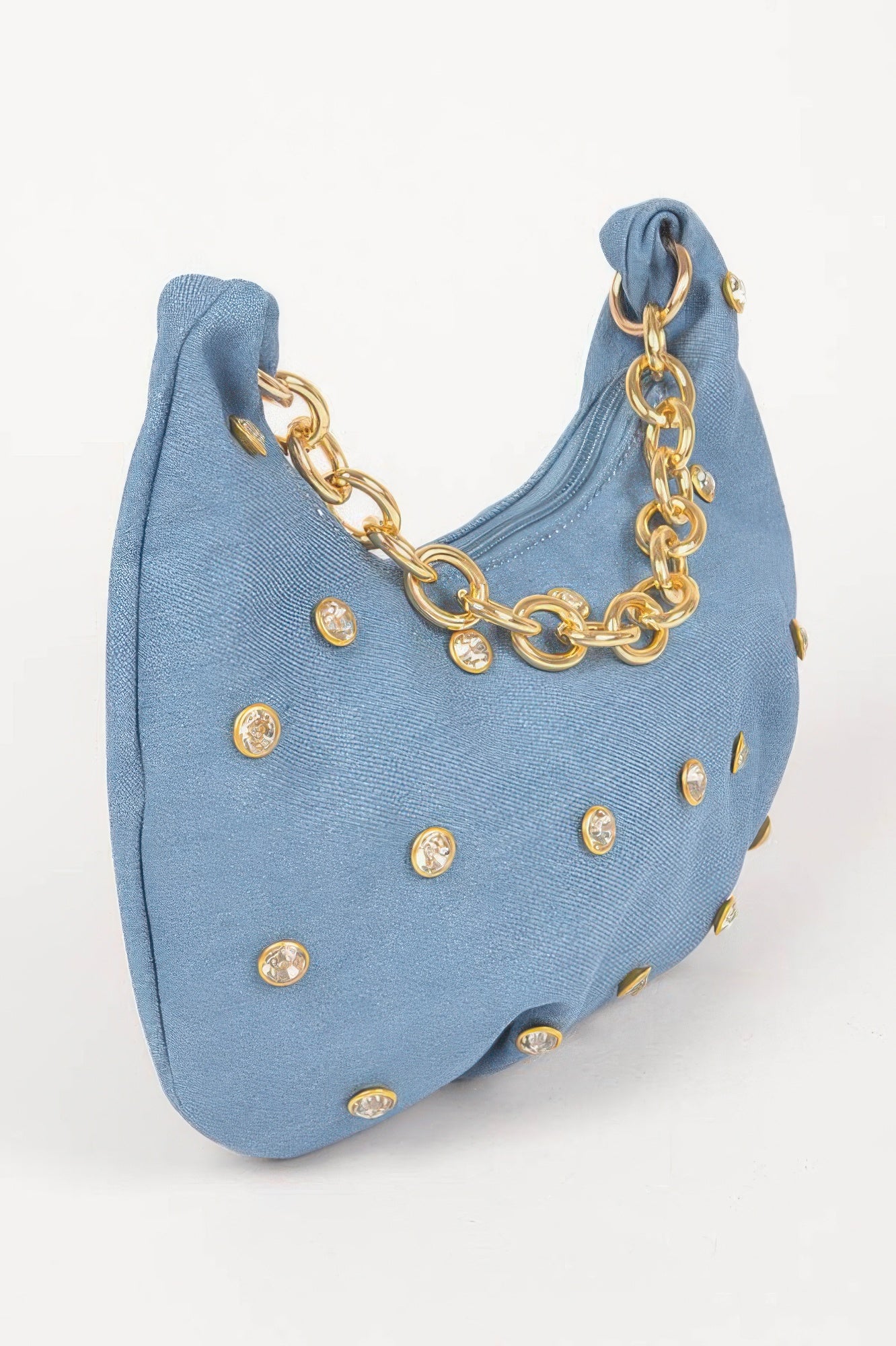 Denim Stone Stud Chain Handle Bag Secondary image