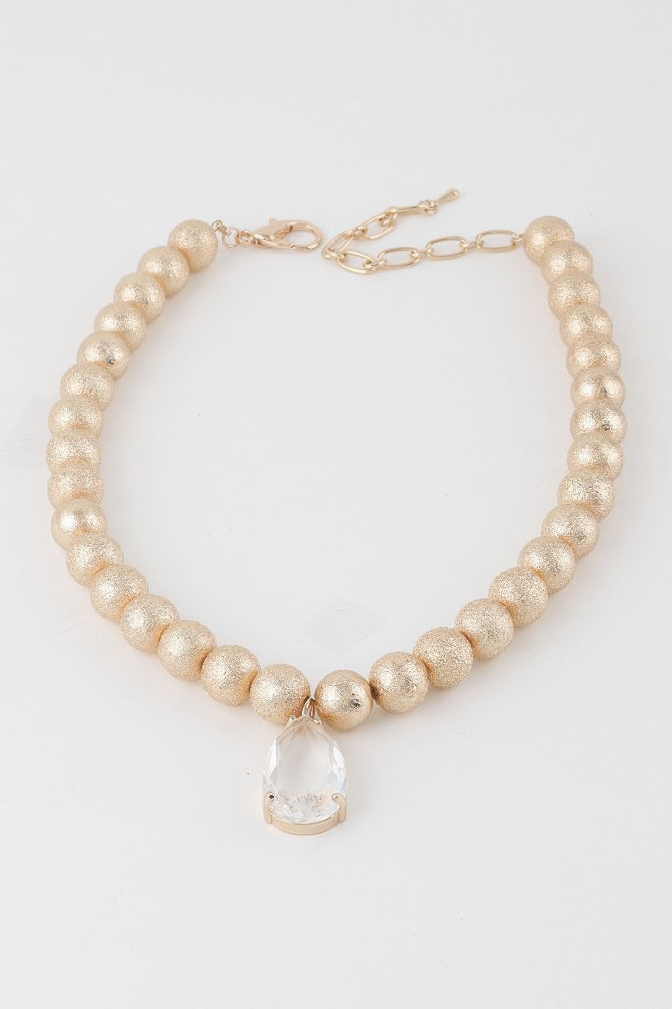 Clear Teardrop Beaded Necklace Secondary image