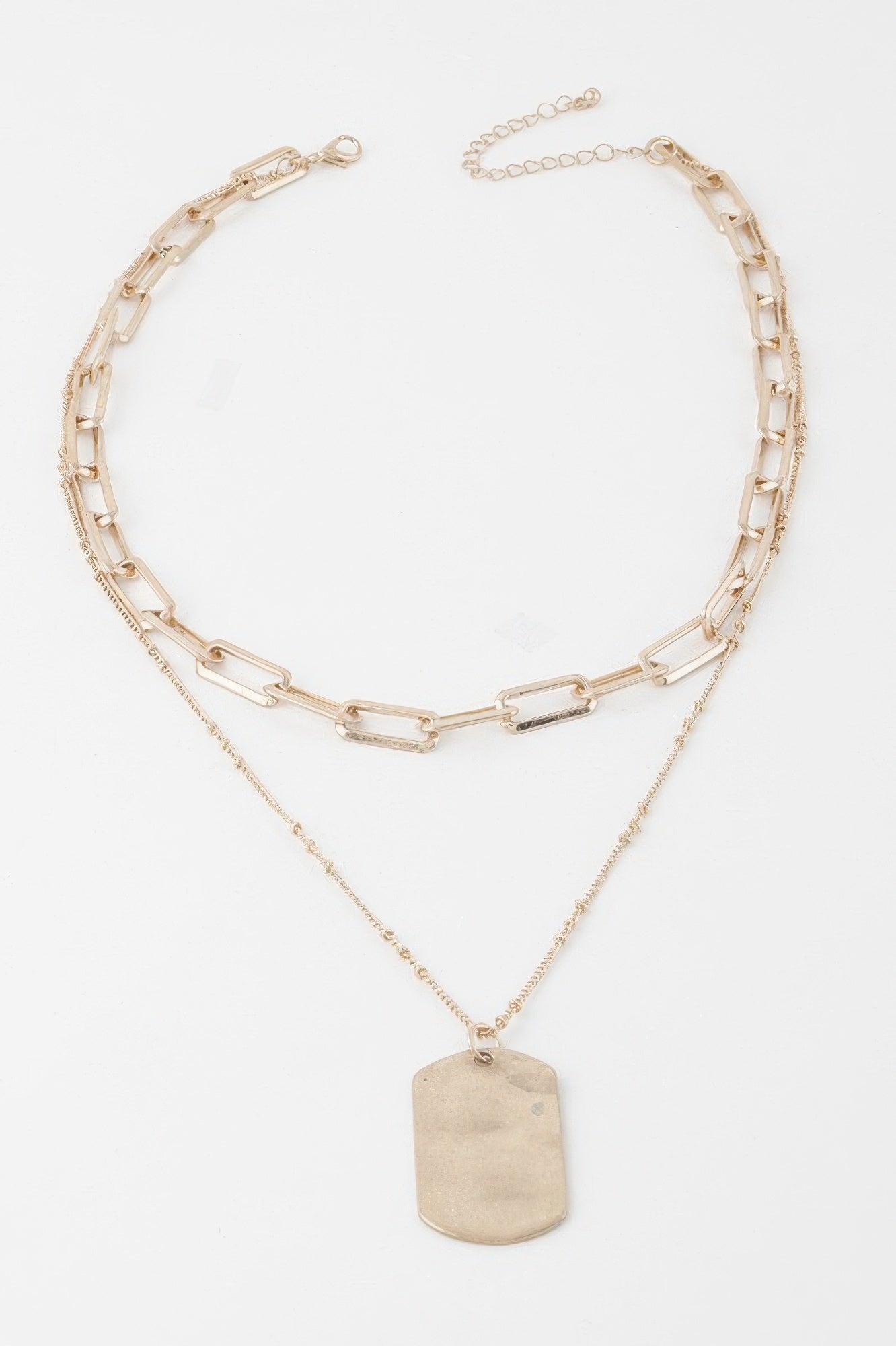 Double Layered Tag Chain Necklace Secondary image