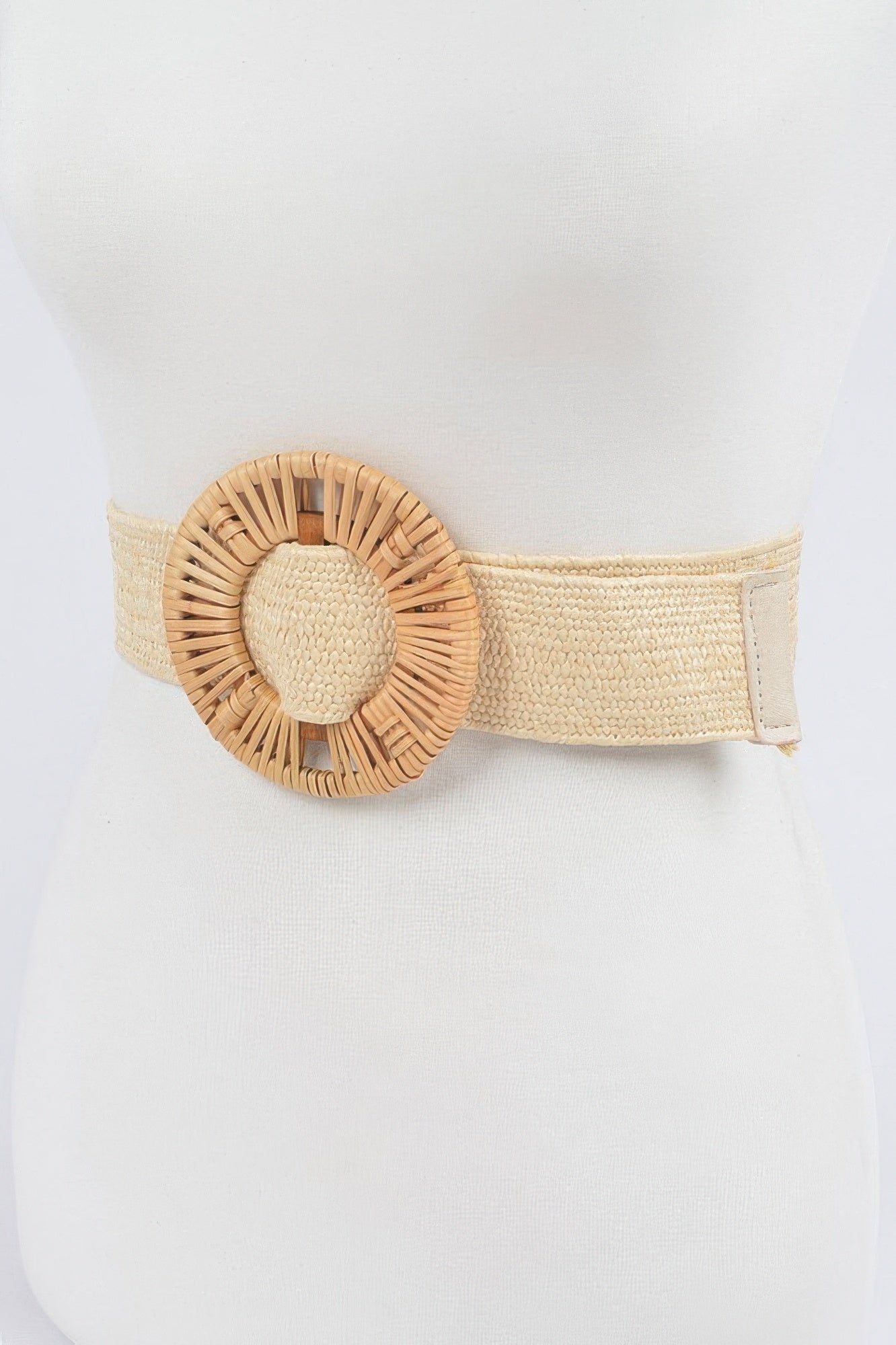 Handmade Bamboo Buckle Stretch Straw Belt Secondary image