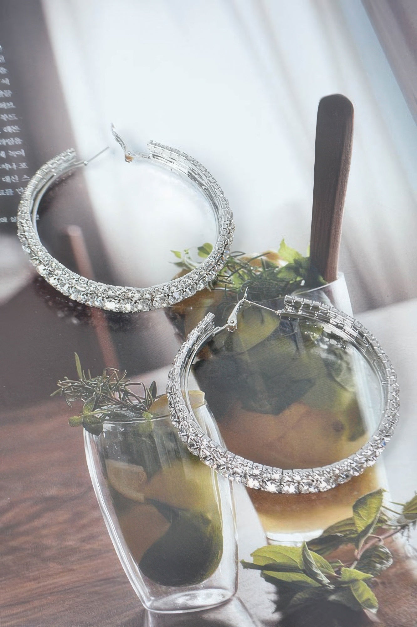Multi Rhinestone 60mm Hoop Earrings Secondary image