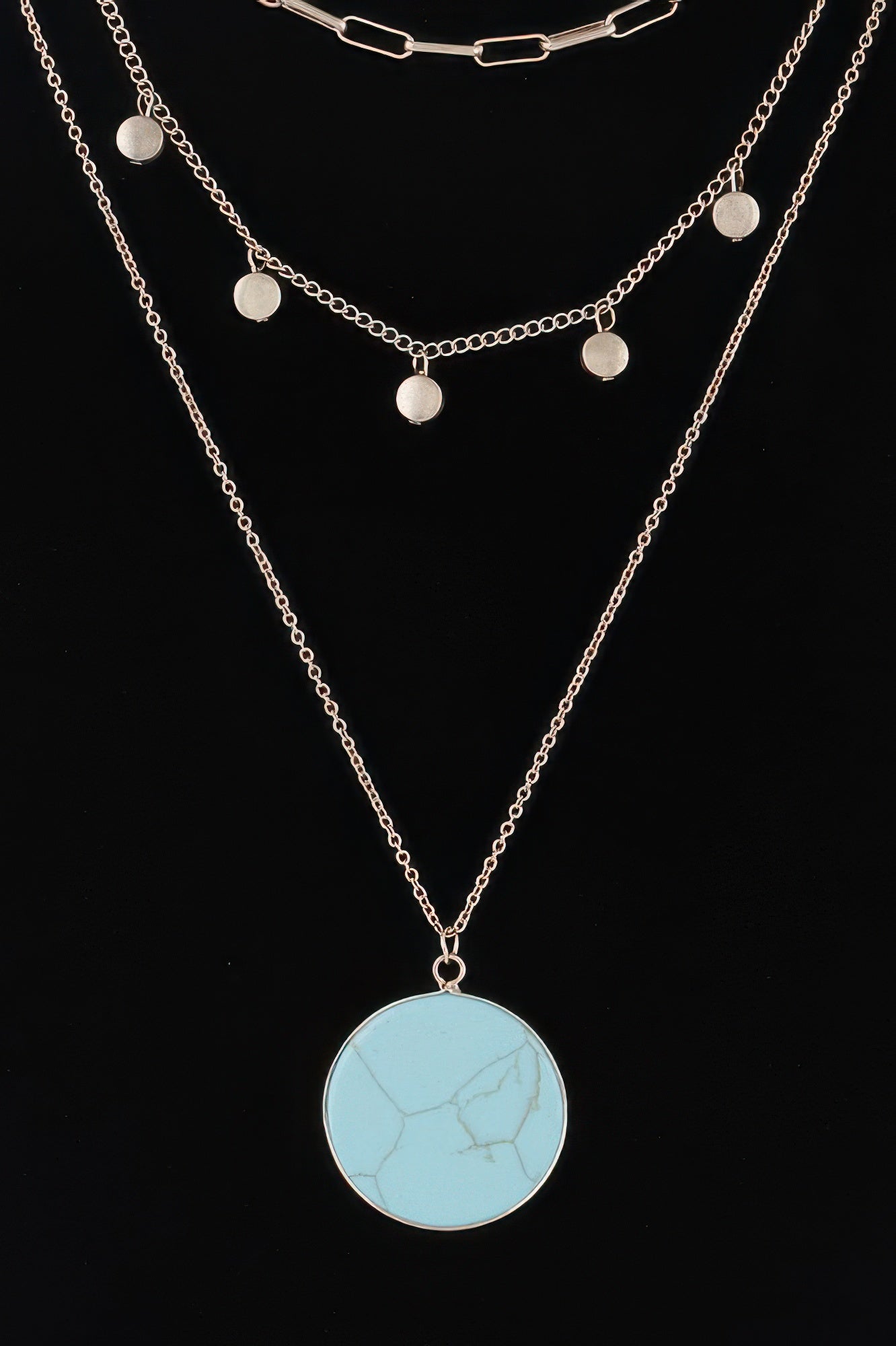 Multi Stone Pendant Chain Necklace Secondary image