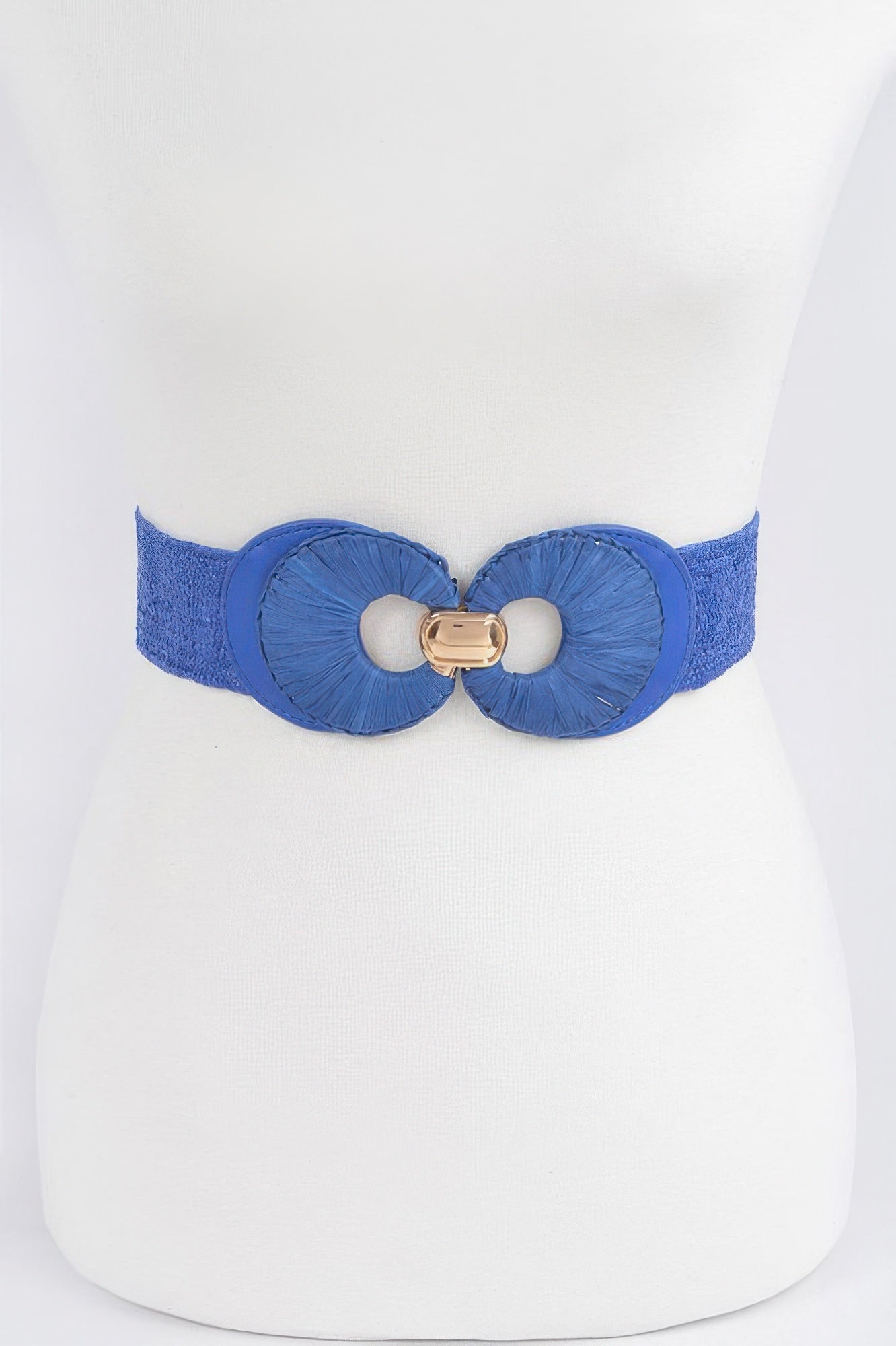 Faux Straw Two Buckle Elastic Belt Secondary image