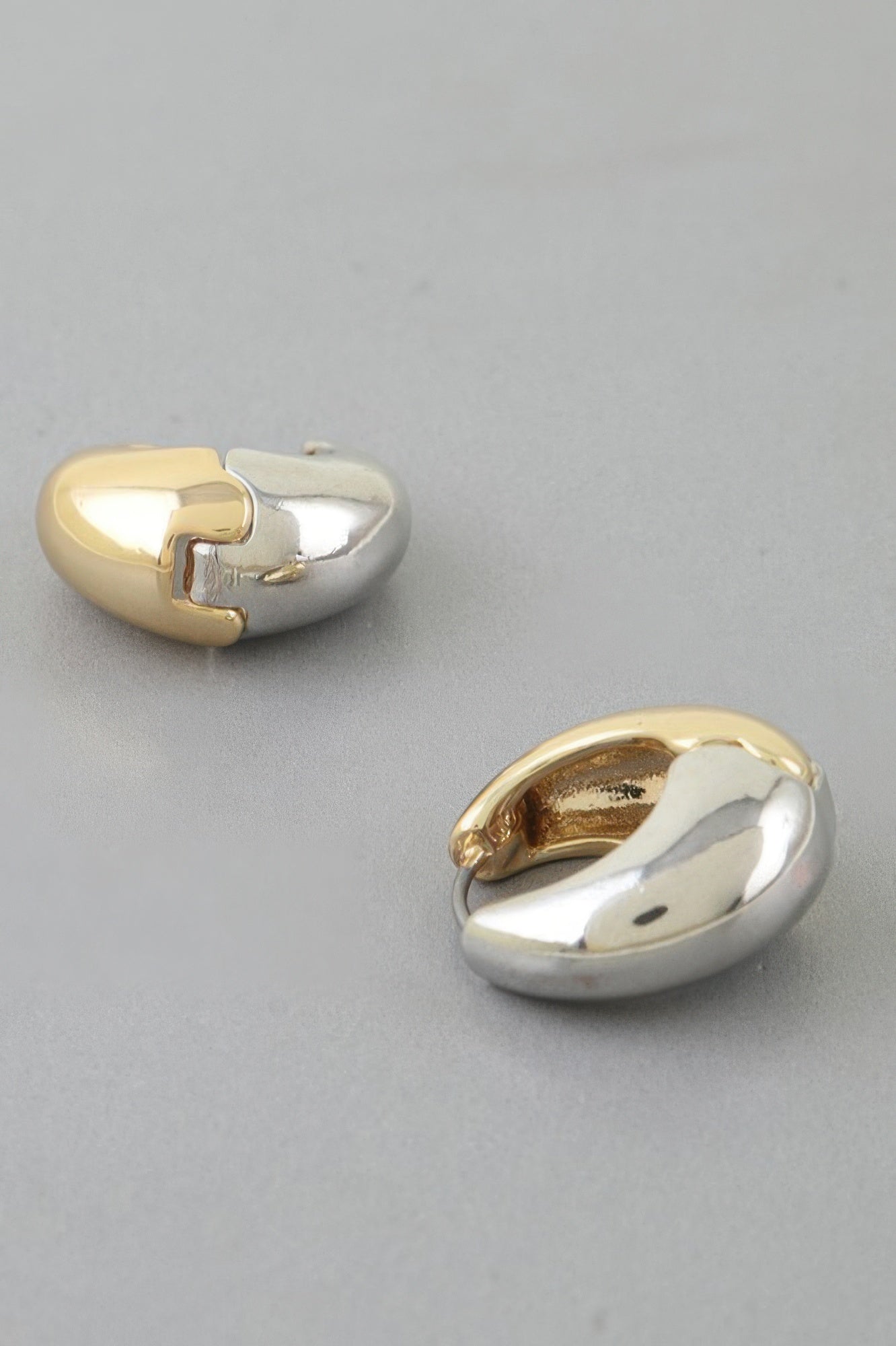 Two Toned Crescent Hoop Earrings Secondary image