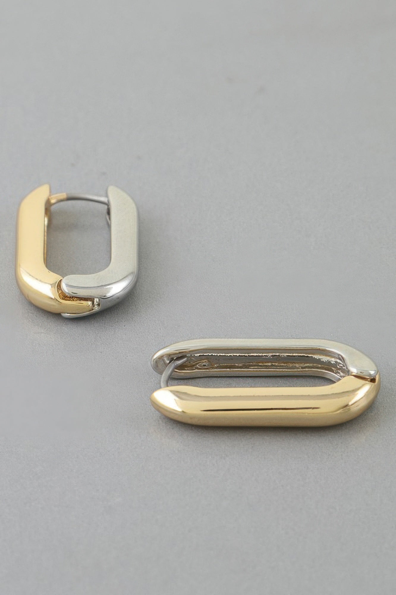 Two Toned Link Chain Hoop Earrings Secondary image