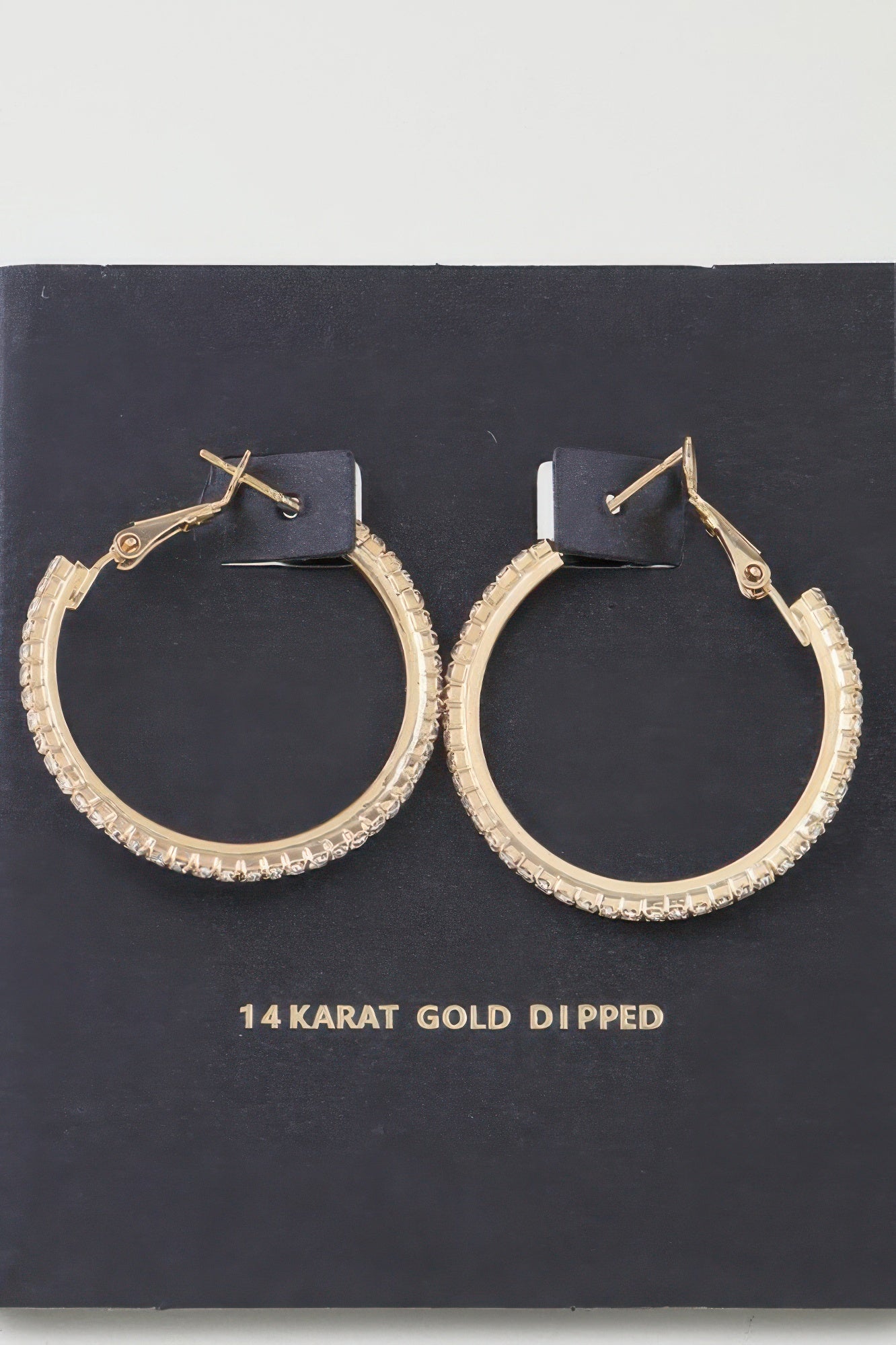Rhinestone Lined Hoop Earrings Secondary image
