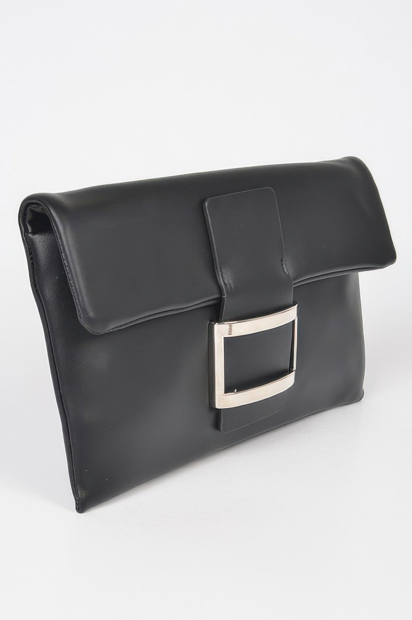 Metallic Faux Leather Metal Buckle Clutch Secondary image