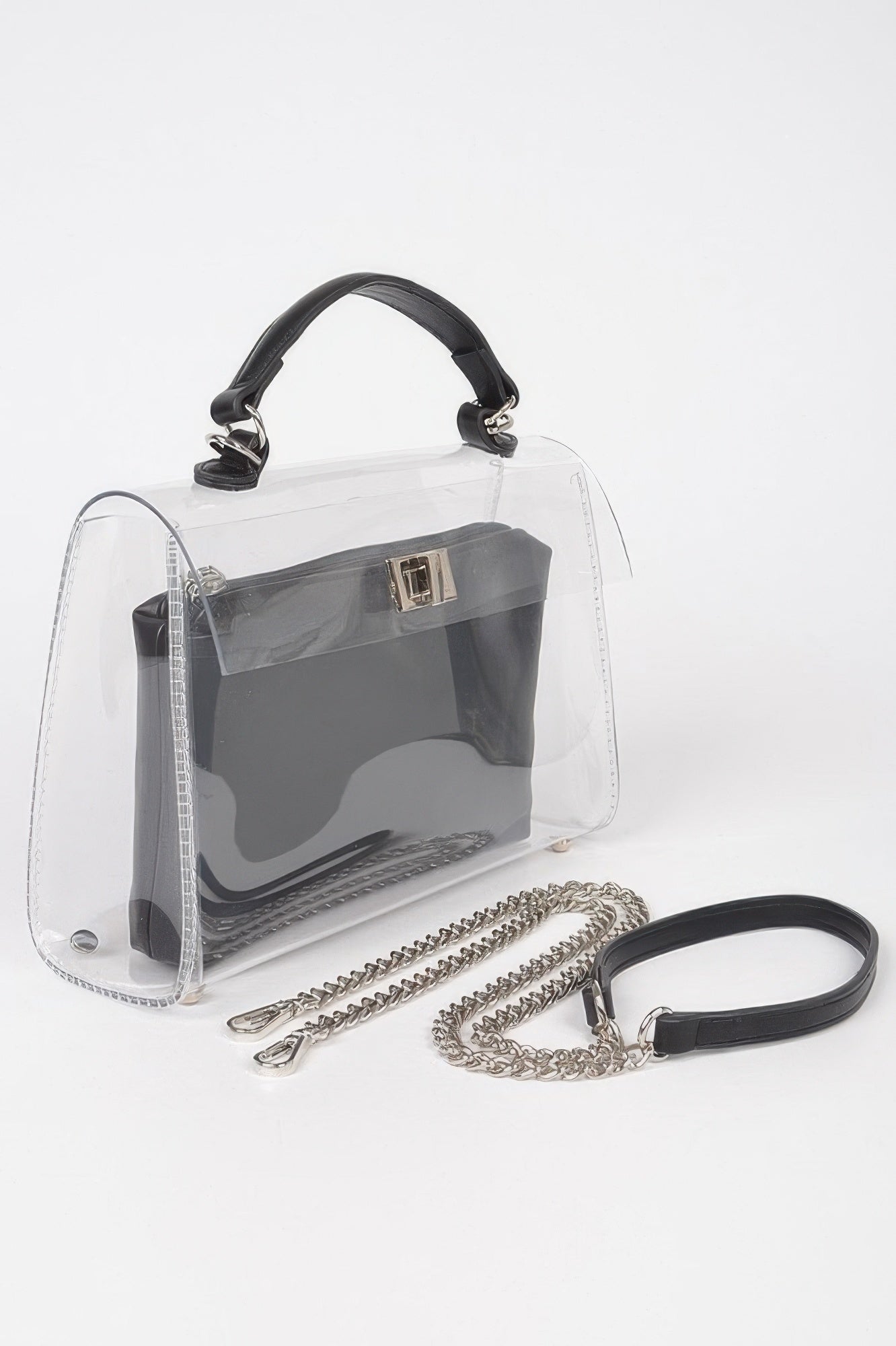 Transparent Top Handle Flap Bag W/ Pouch Secondary image