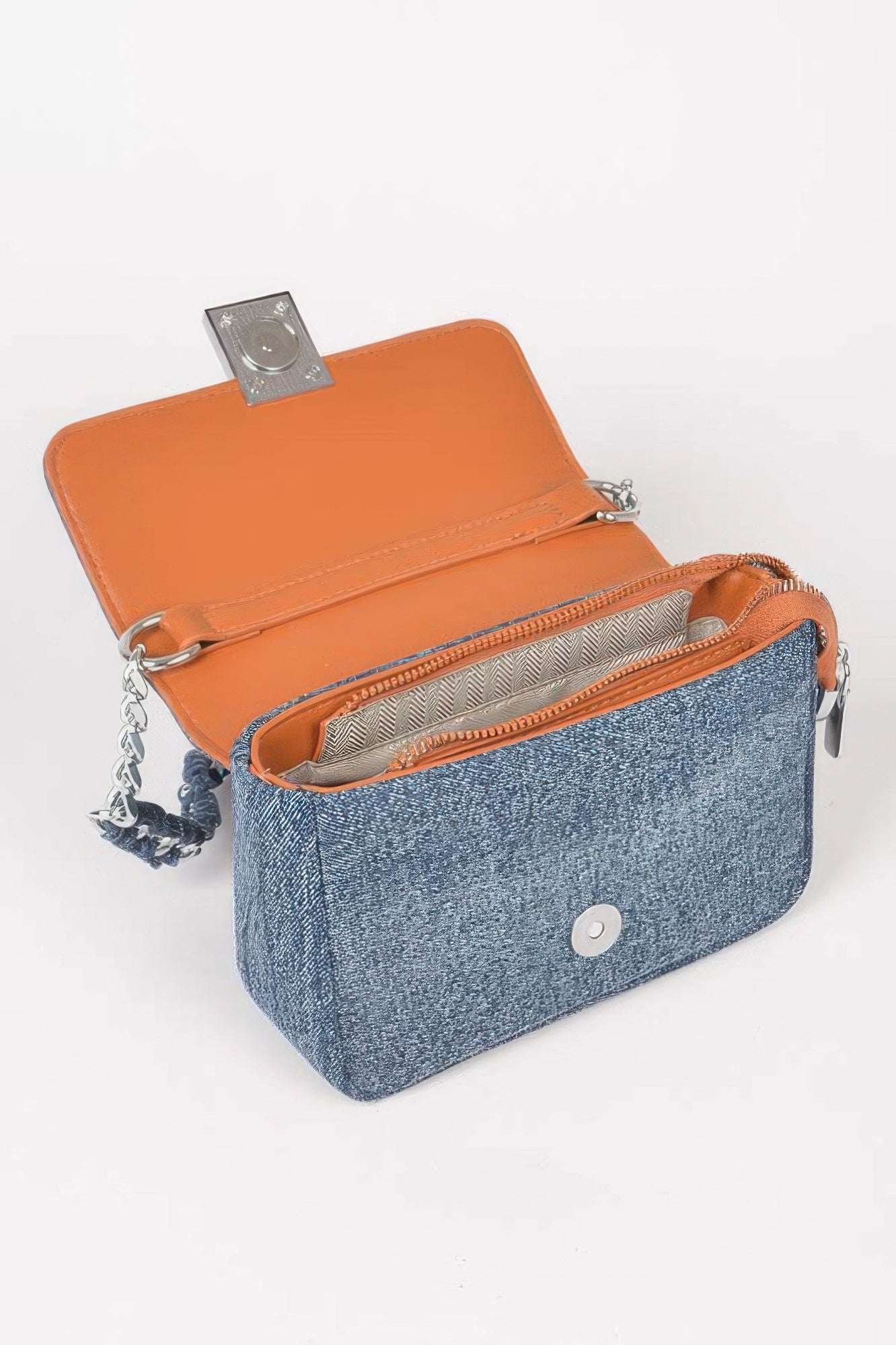 Denim Chain Flap Shoulder Bag Secondary image