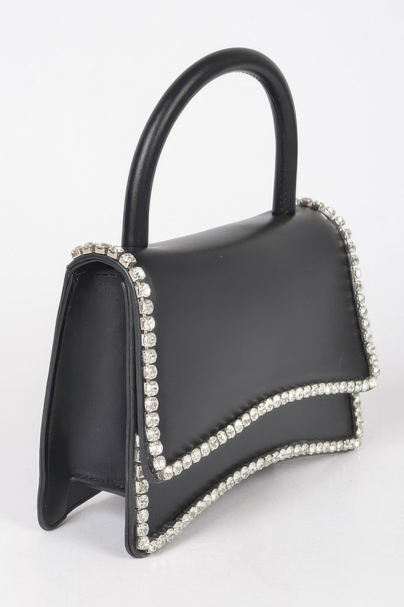 Faux Leather Top Handle Flap Bag W/rhinestone Secondary image