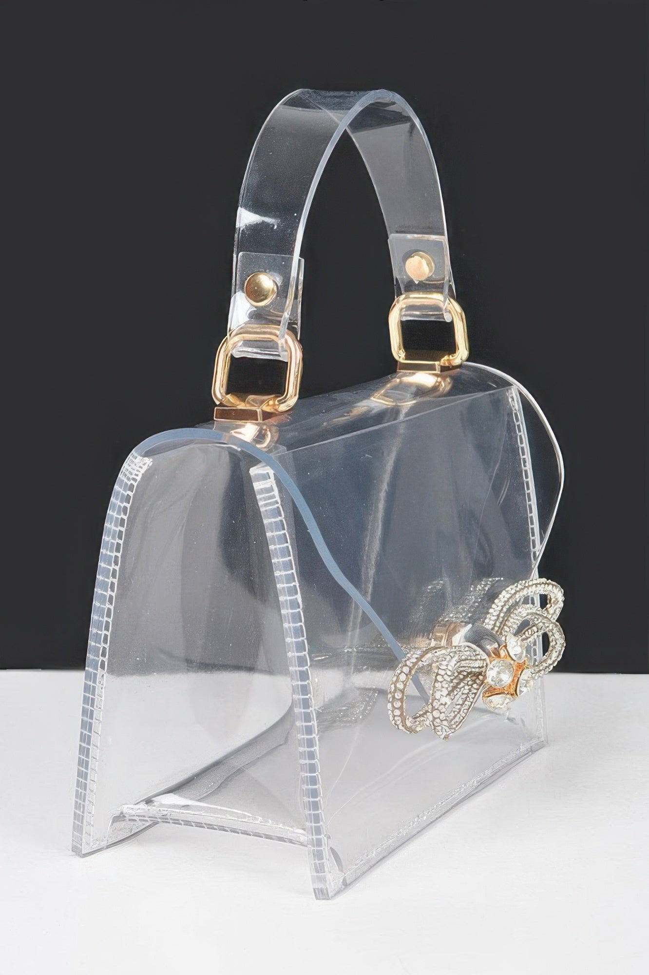 Transparent Rhinestone Bow Top Handle Bag Secondary image