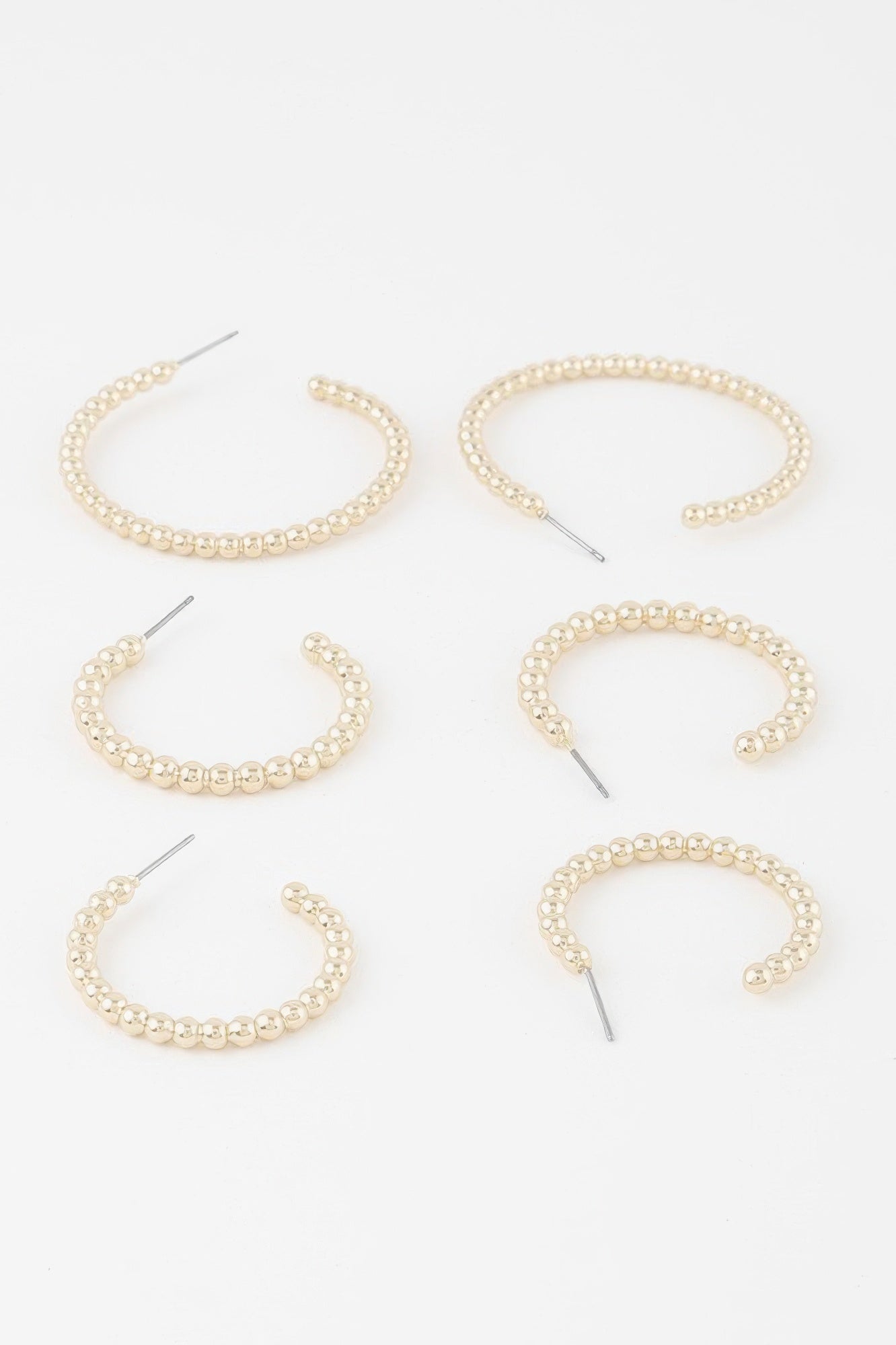 Pearl Bead Open Hoop Earrings Set Secondary image