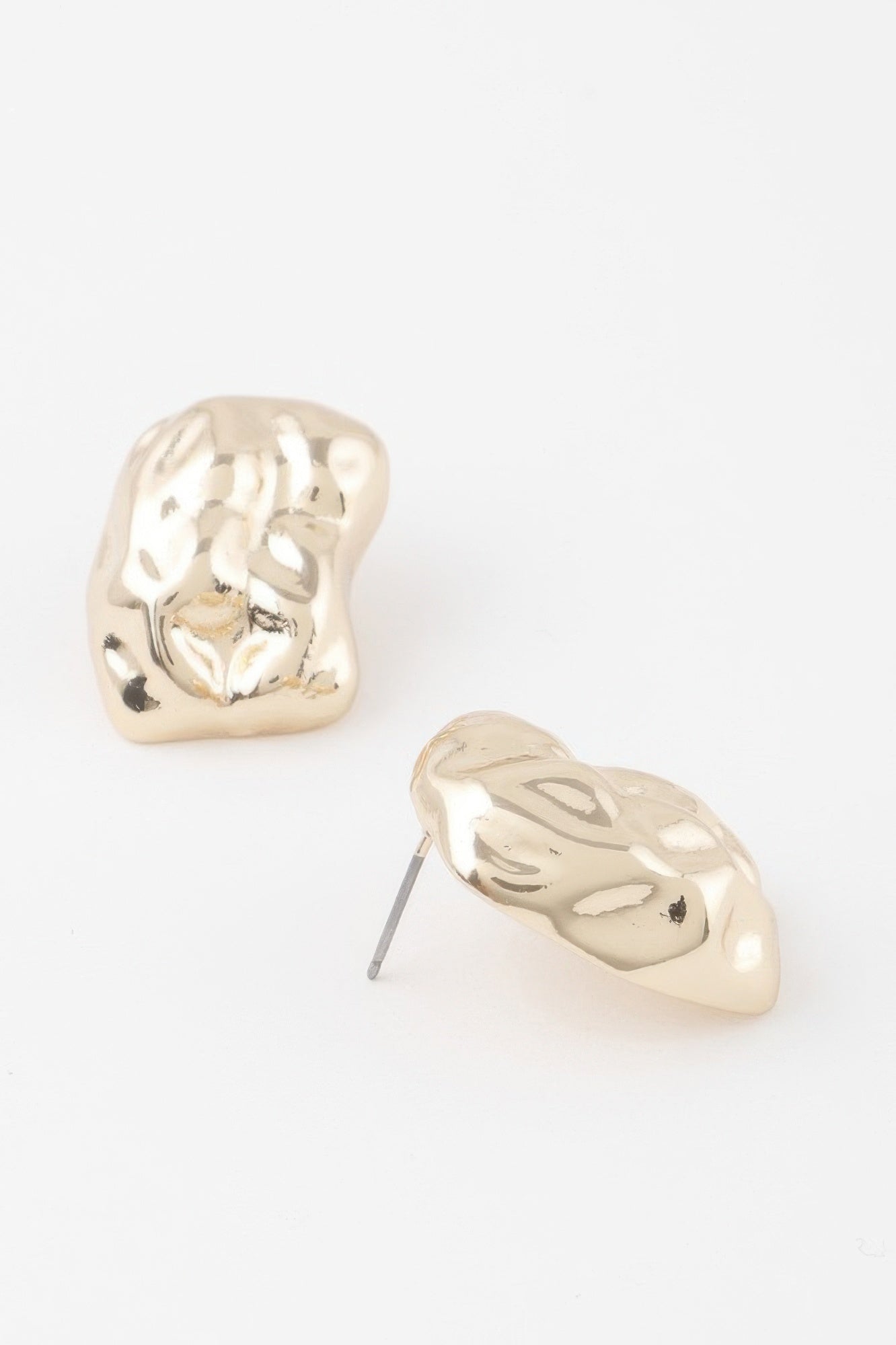 Chunky Textured Dish Stud Earrings Secondary image