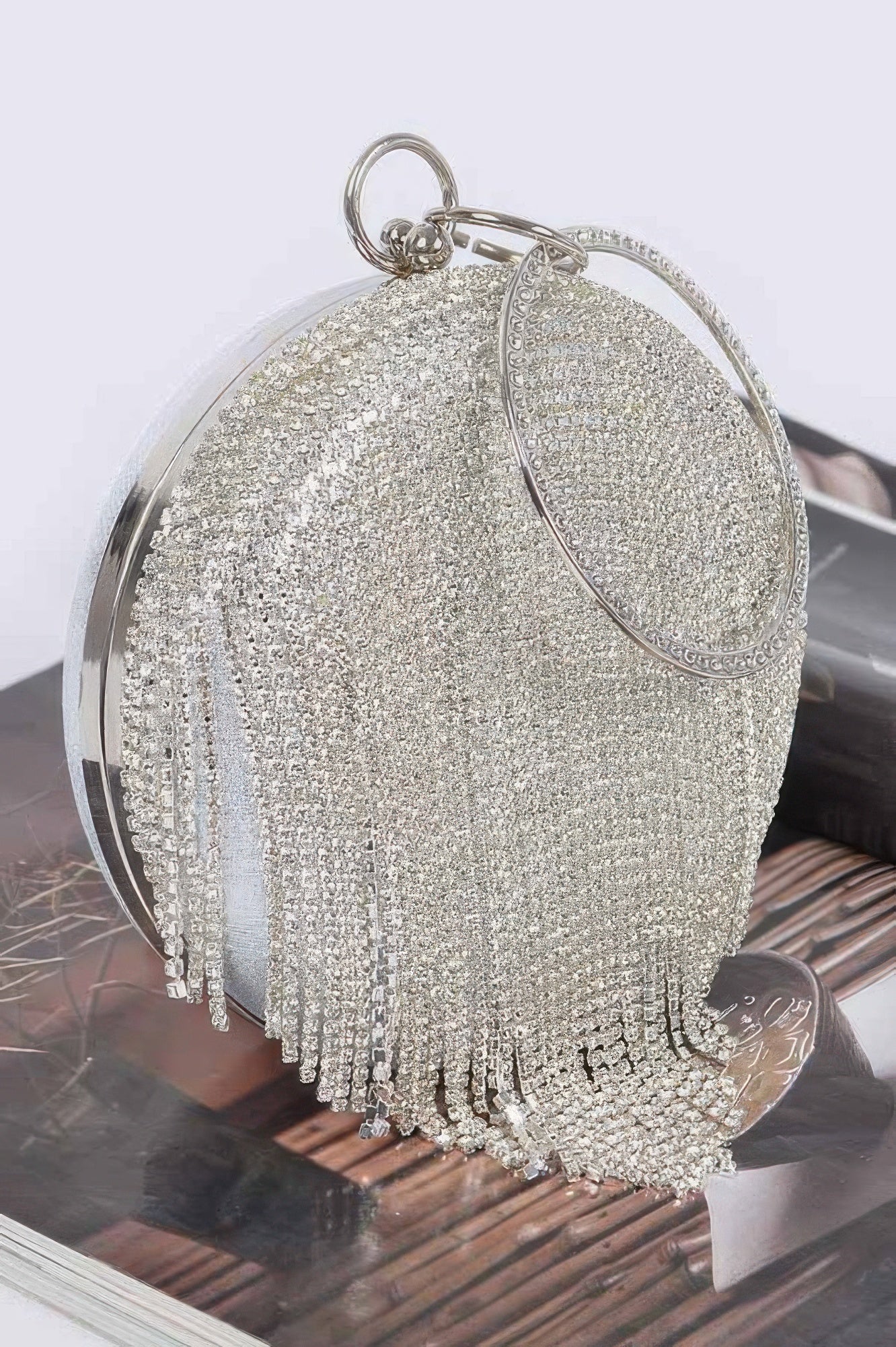 Rhinestone Fringe Round Party Bag Secondary image