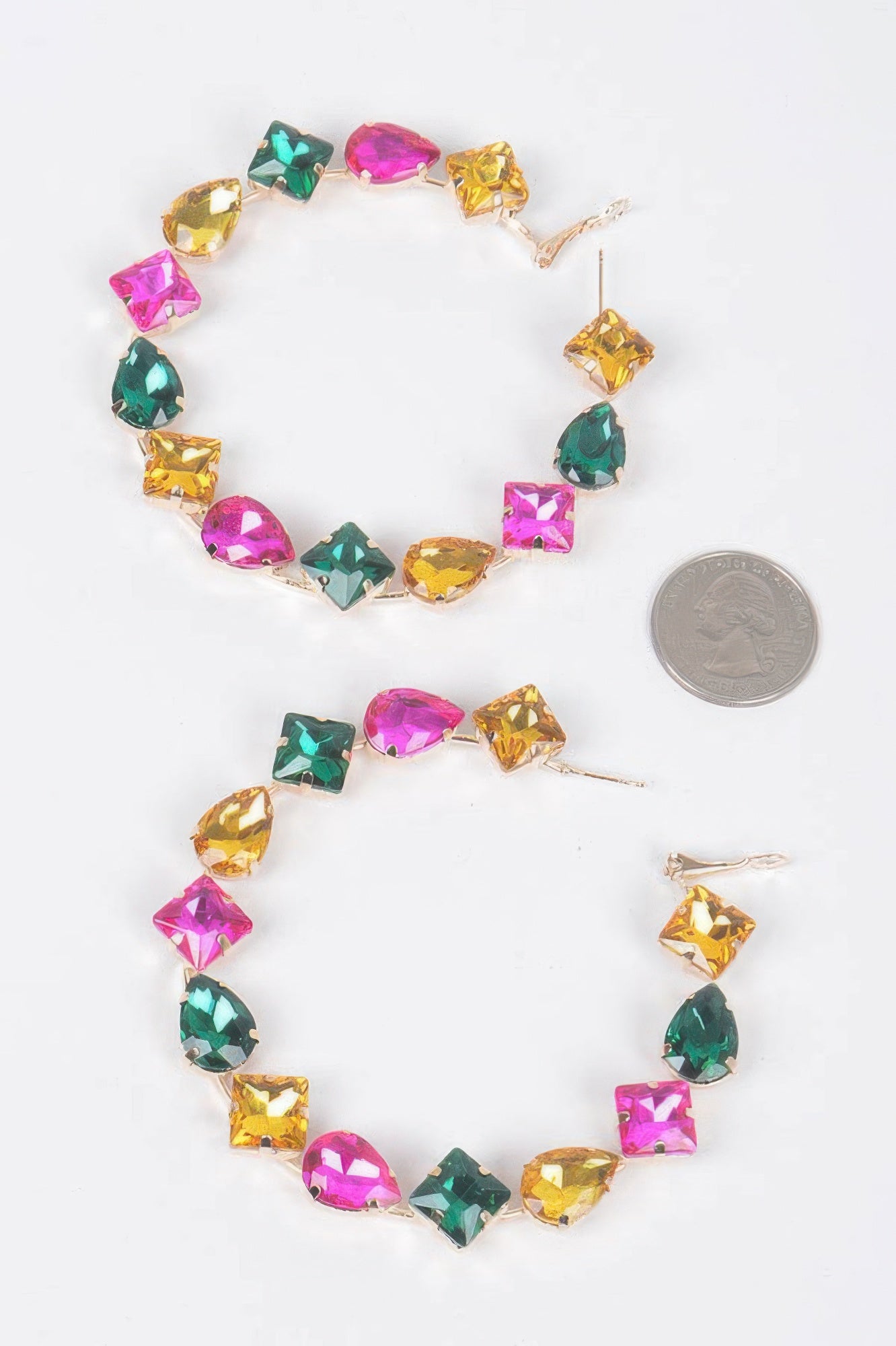 Multi Rhinestone Hoop Earrings Secondary image