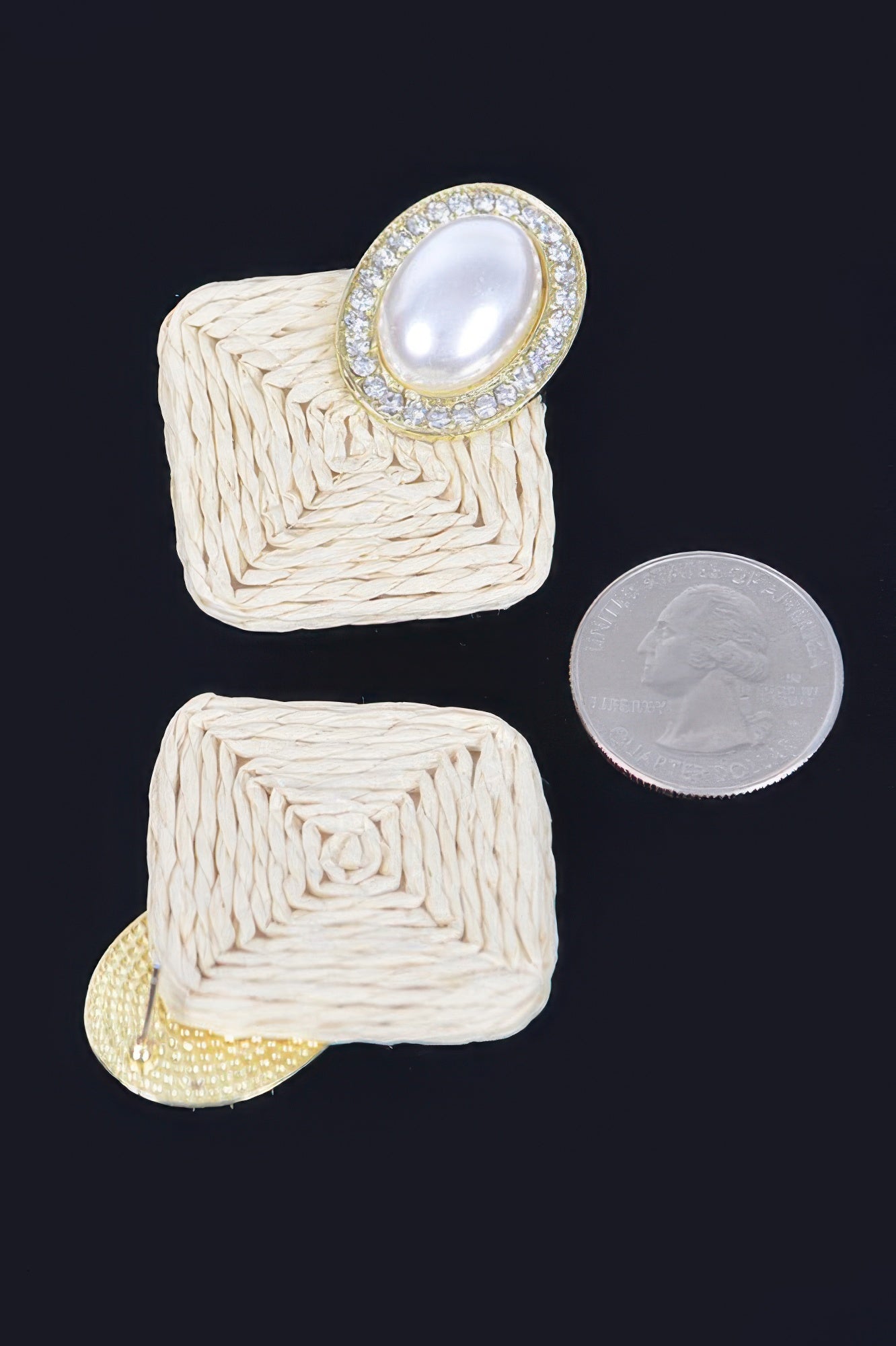 Faux Straw Pearl Earring Secondary image