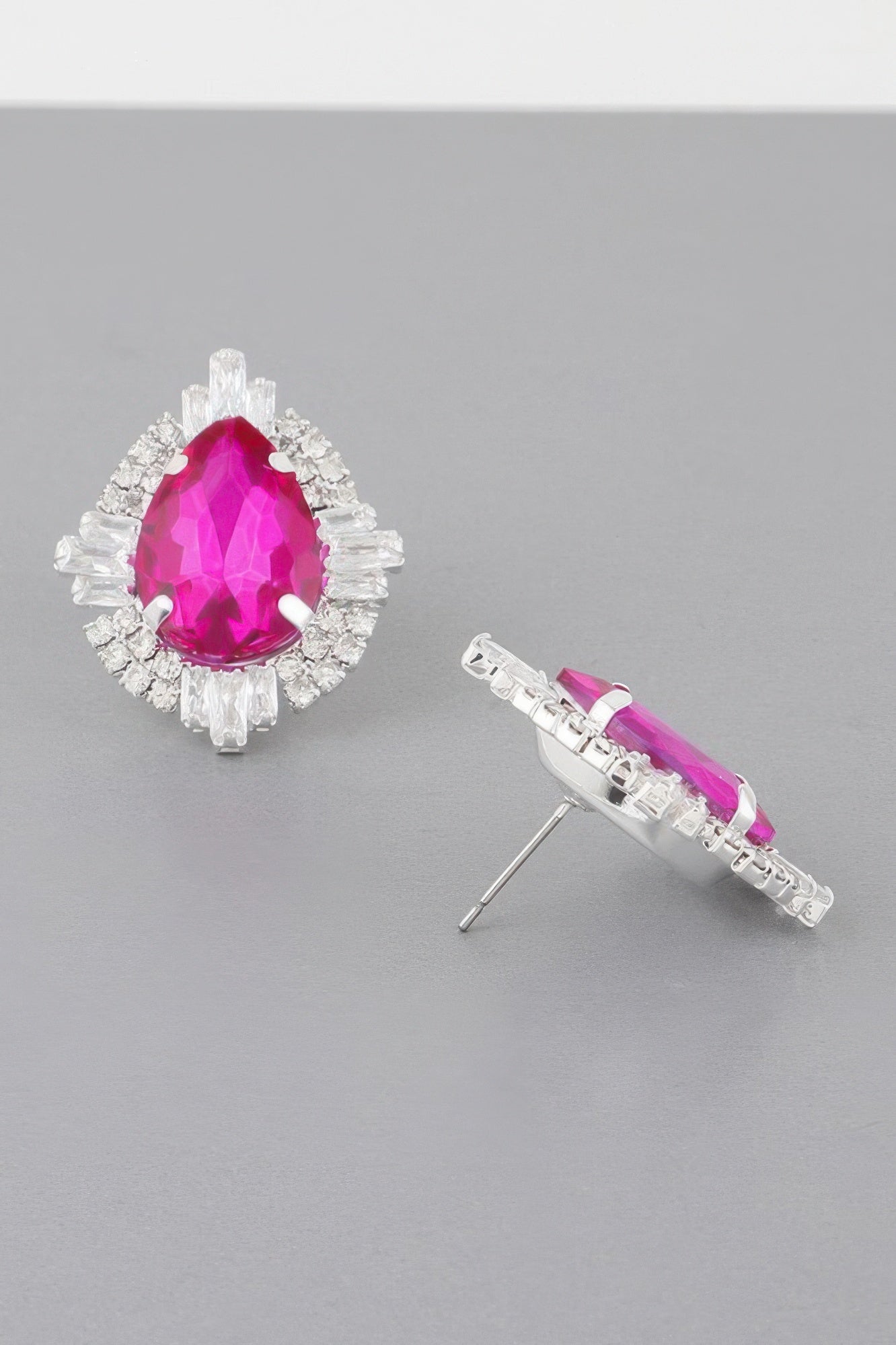 Jeweled Teardrop Crystal Stud Earrings Secondary image