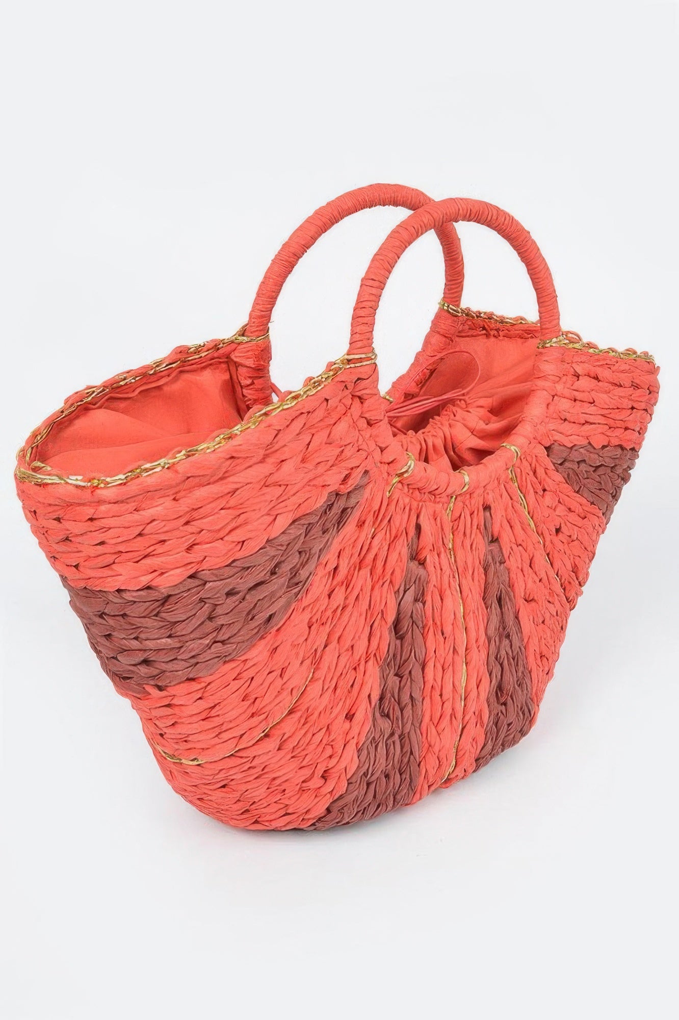 Two Tone Straw Tote Bag Secondary image