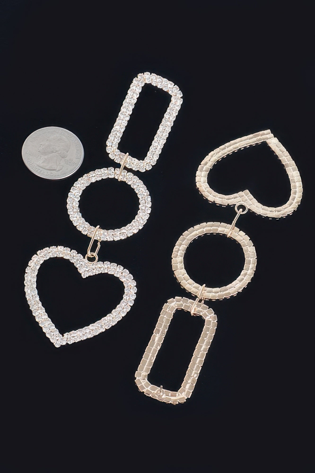 Multi Shape Rhinestone Danggle Earring Secondary image