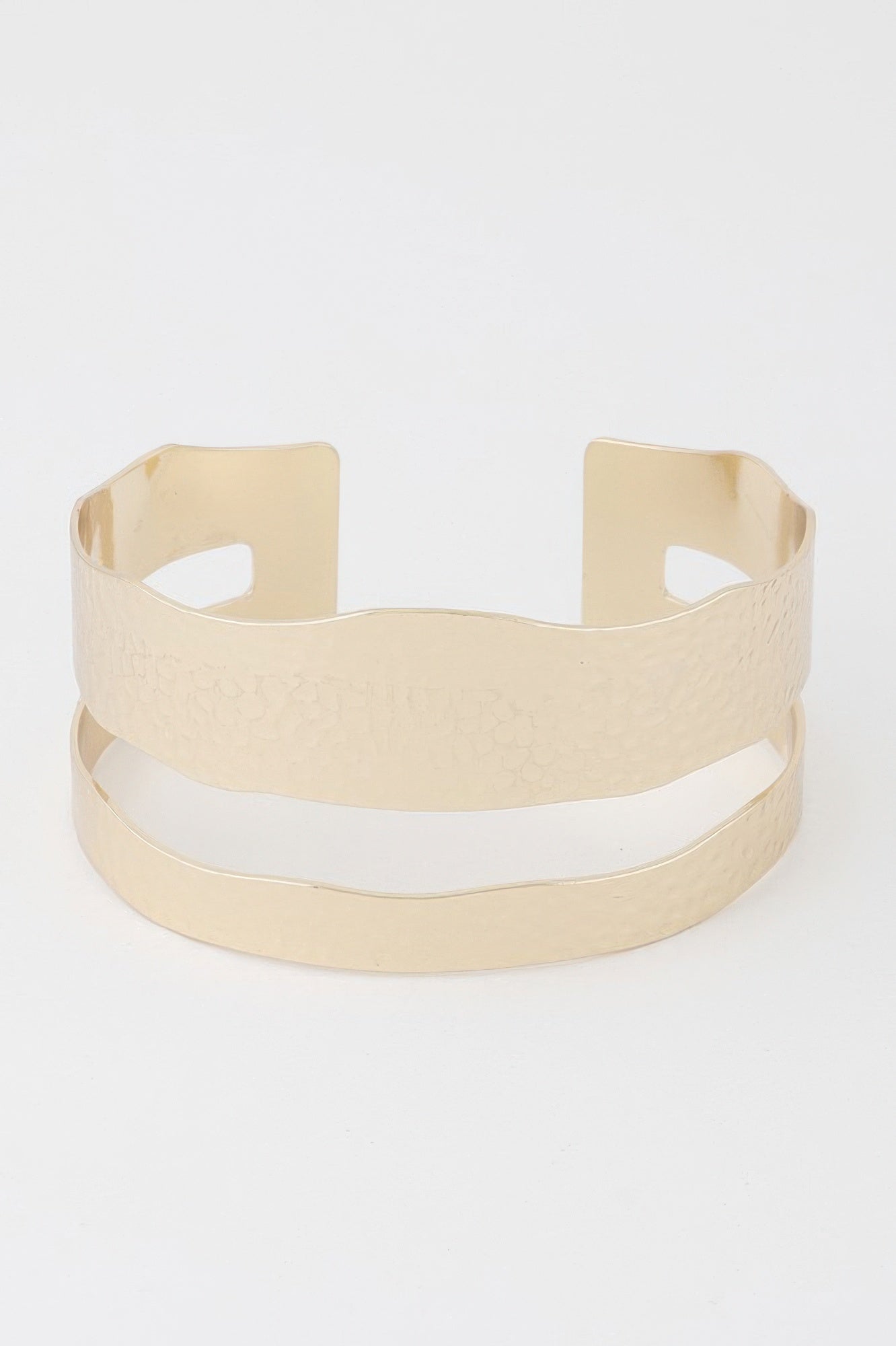 Double Hammered Open Cuff Bracelet Secondary image