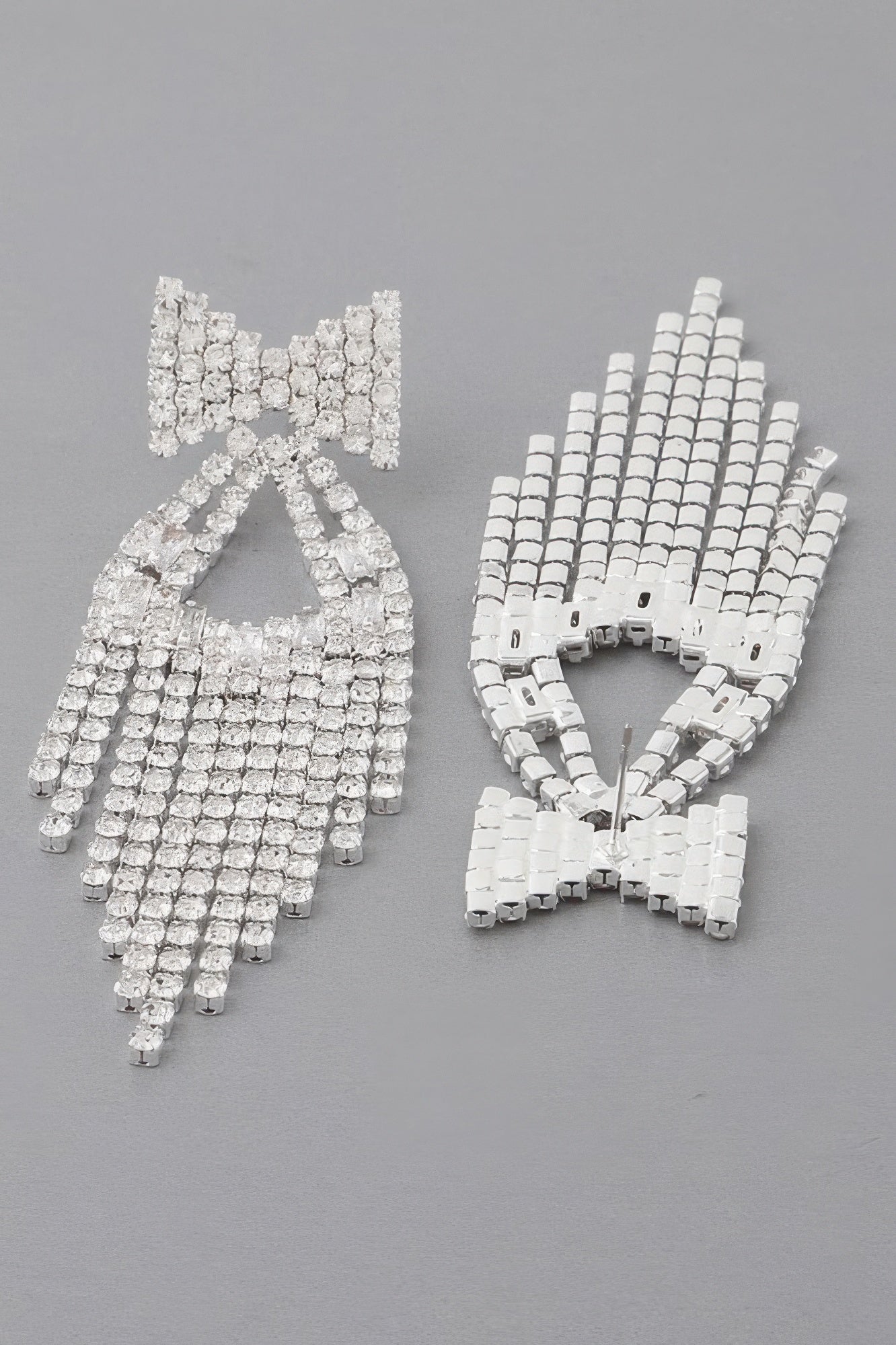 Rhinestone Ribbon Drop Earrings Secondary image