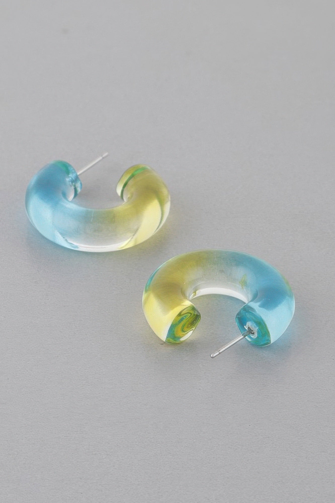 Two Toned Clear Hoop Earrings Secondary image