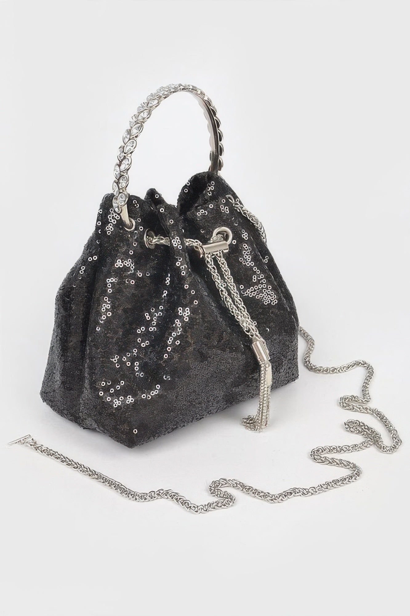 Sequins Bucket Bag W/stone Handle Secondary image