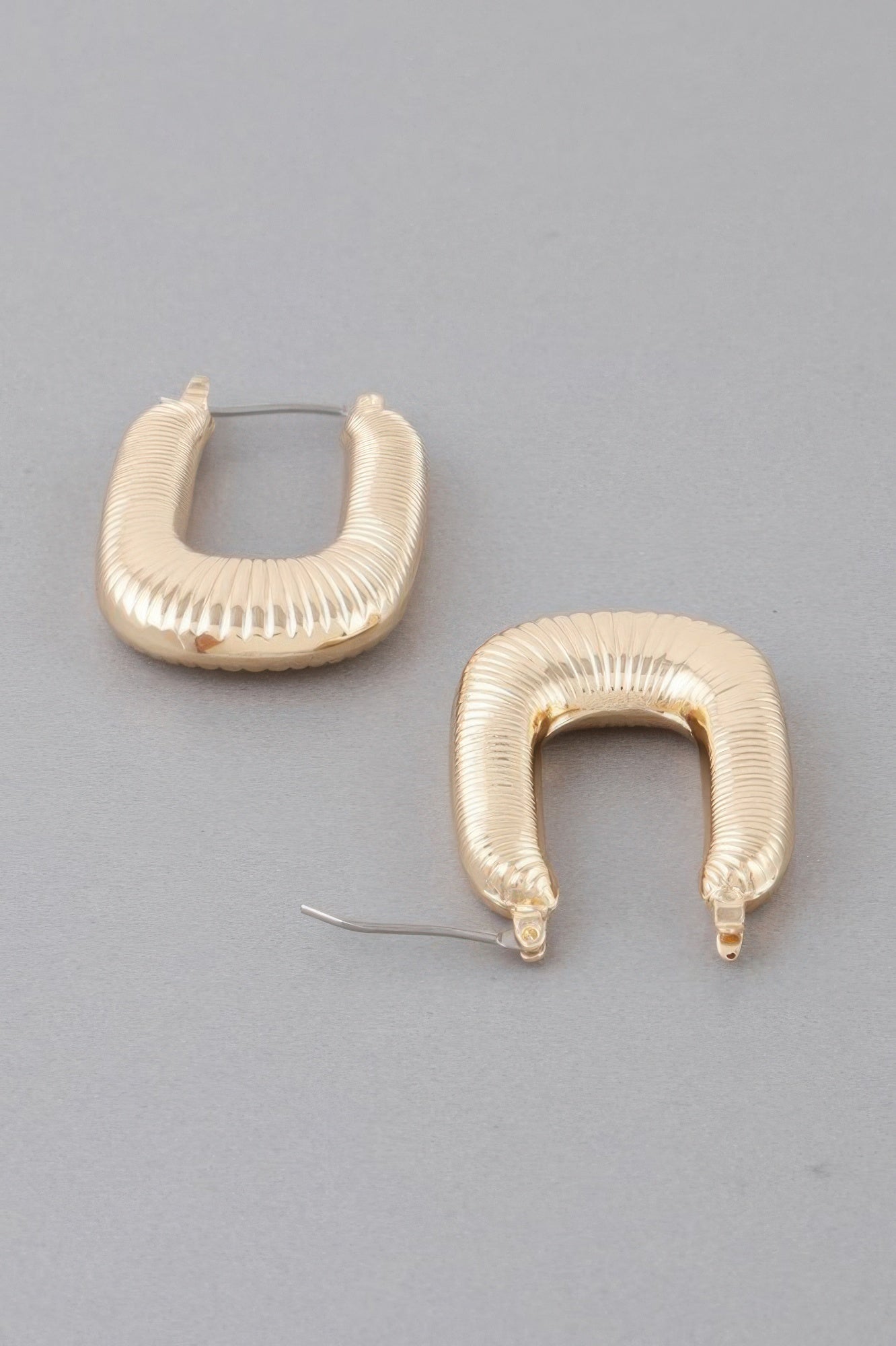 Metal Medium Textured Hoop Earring Secondary image